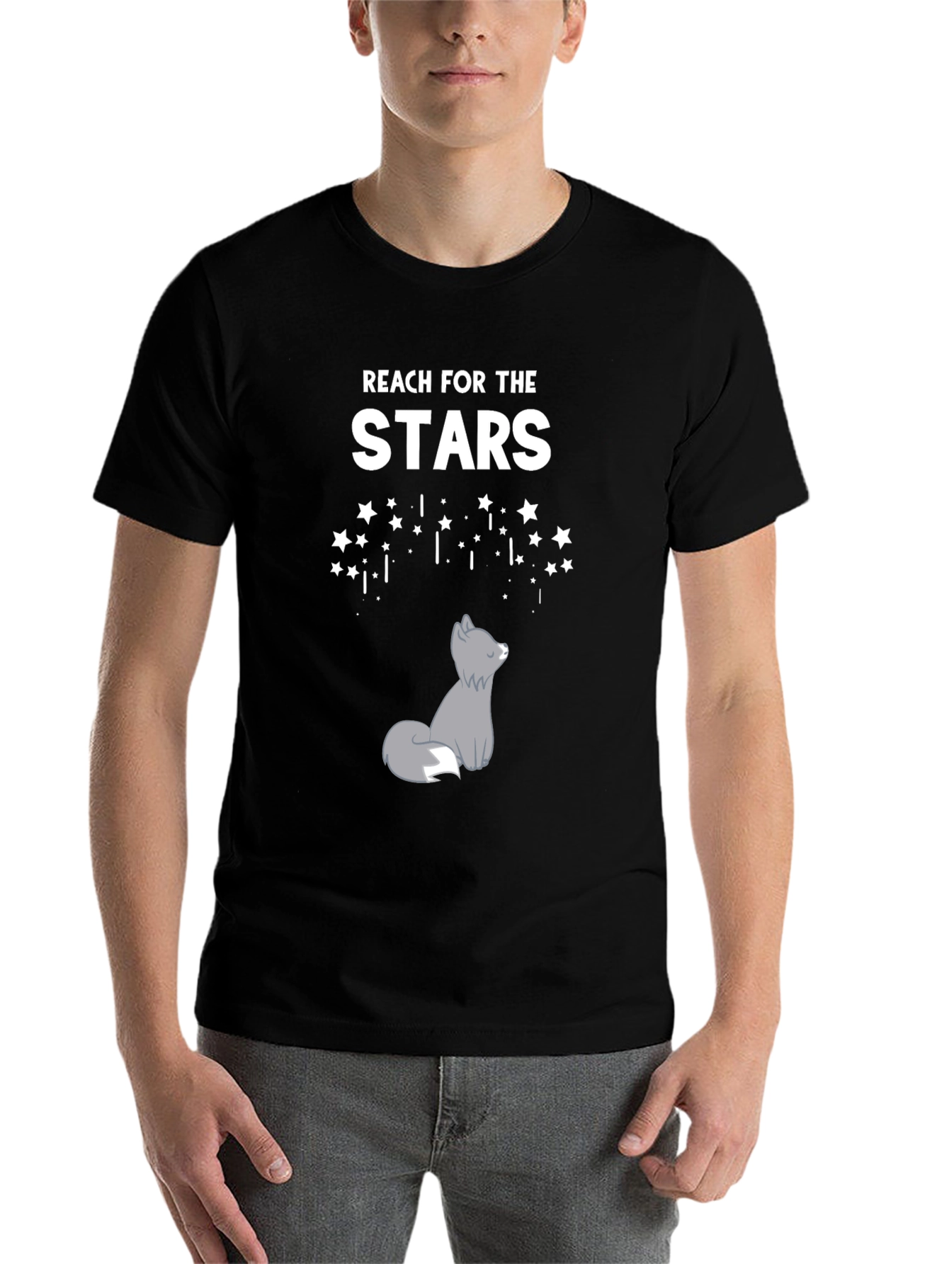 Black Reach for the Stars Wolf Graphic Tee view 7