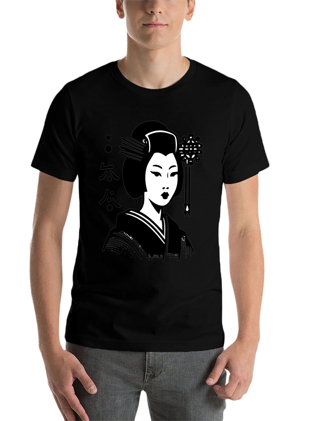 Black Geisha Graphic Tee - Black Cotton T-Shirt view 7