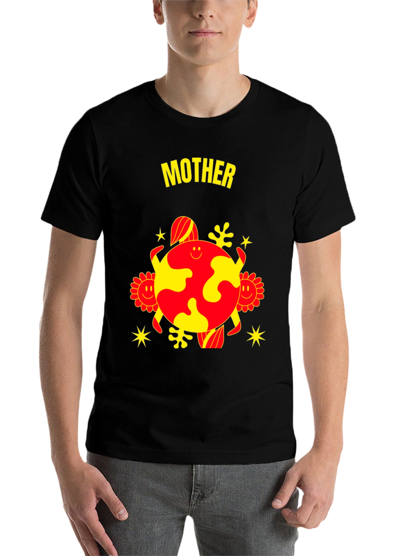 Black Mother Earth Graphic Tee - Black Cotton Blend view 7
