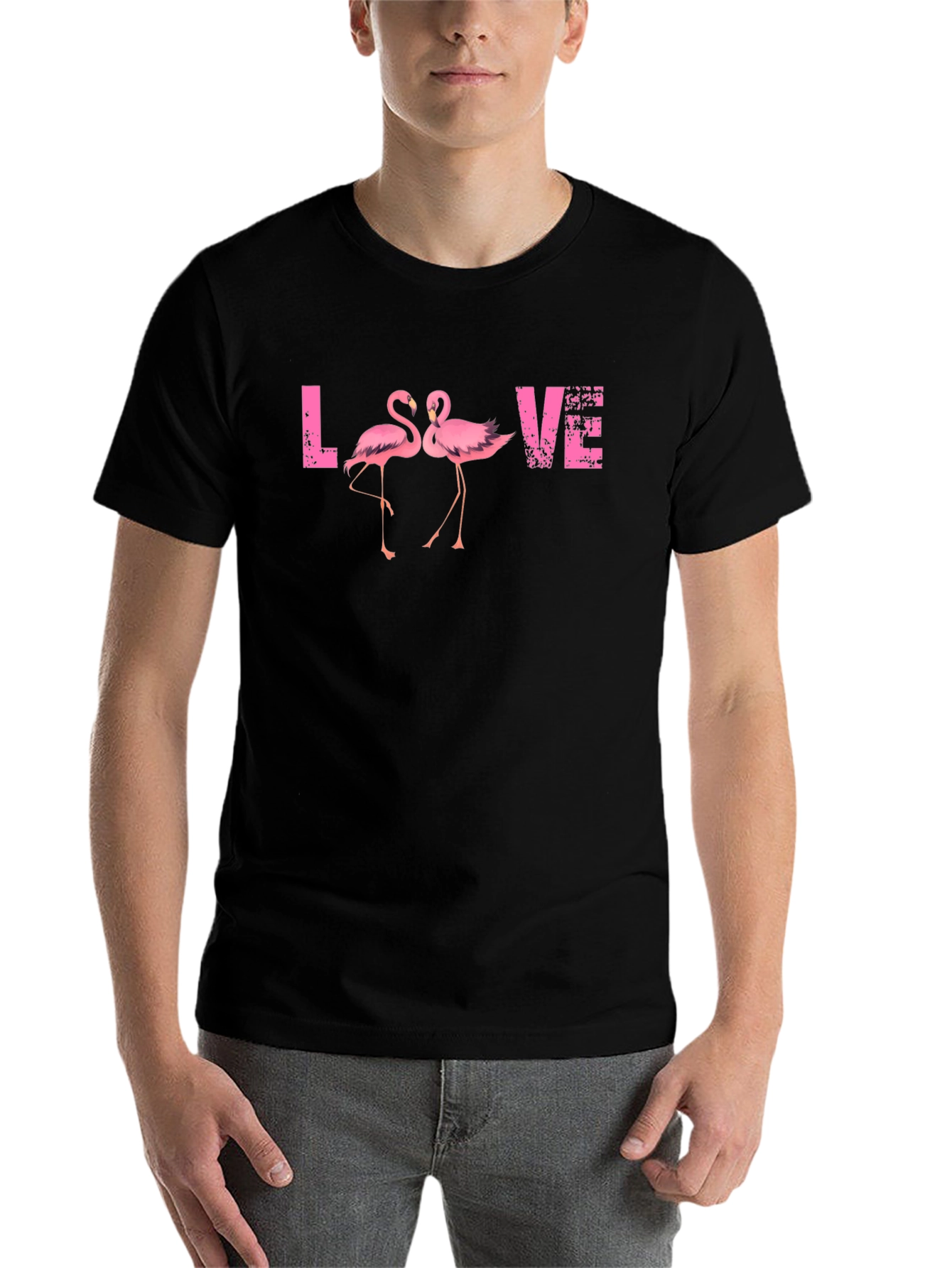 Black Flamingo LOVE Graphic Black T-Shirt view 7