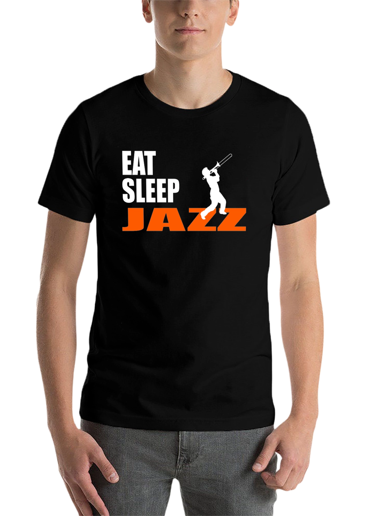 Black Eat Sleep Jazz T-Shirt - Trombone Player Tee view 7