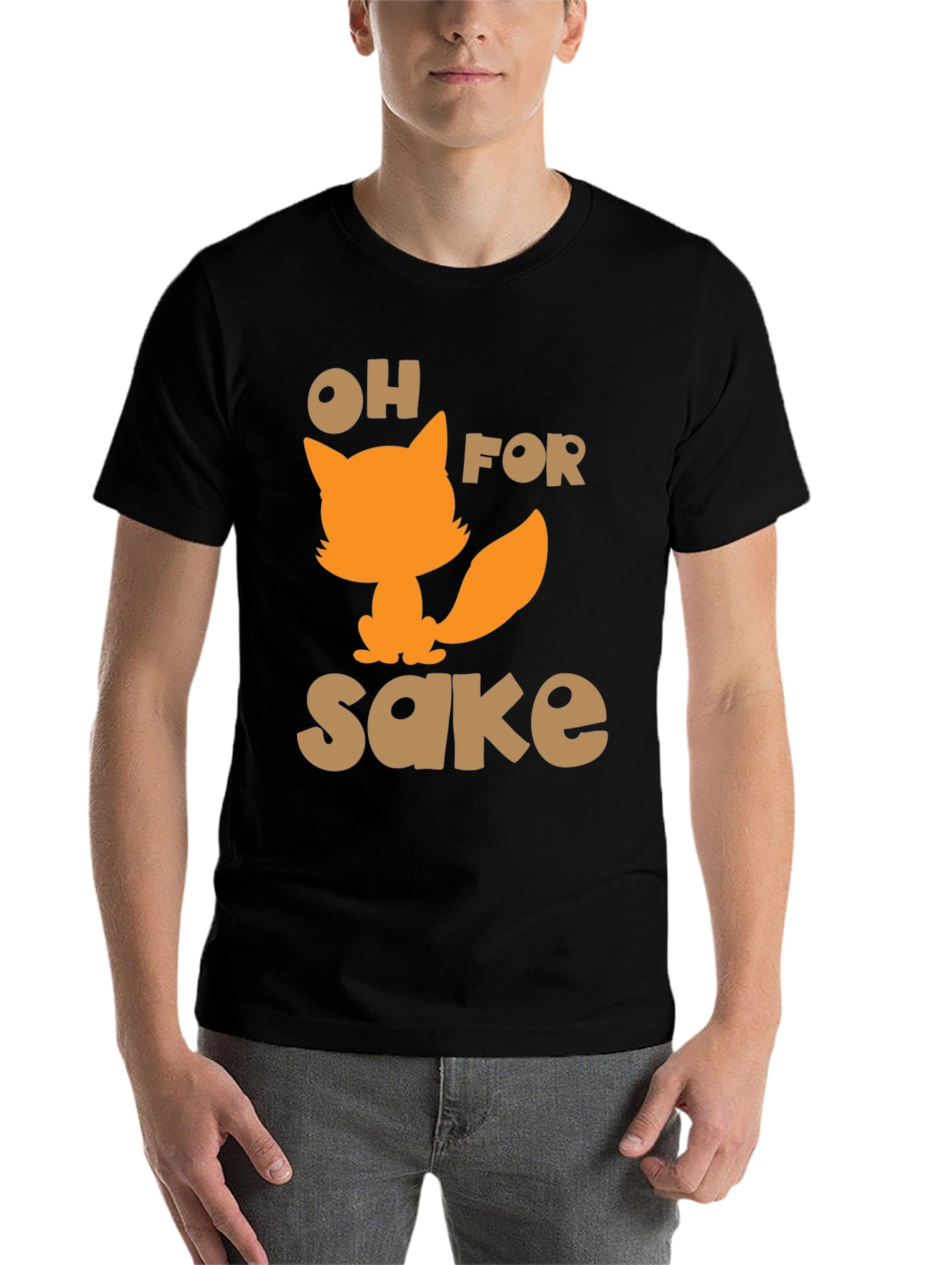 Black Oh For Fox Sake Funny Graphic T-Shirt view 7