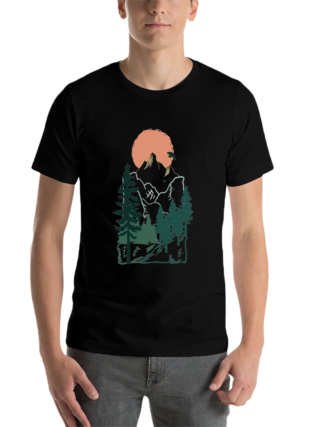 Black Mountain Sunset Graphic Tee - Nature Lover's Shirt view 7
