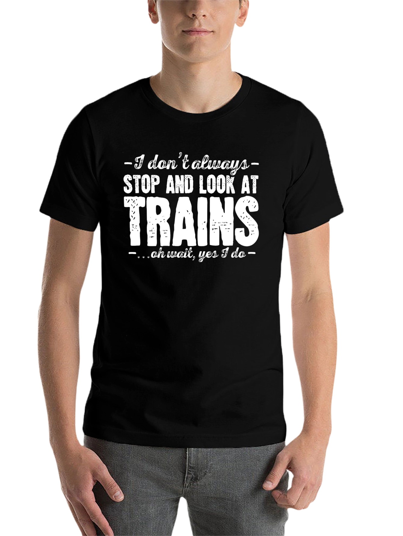 Black Train Enthusiast Graphic Tee - Funny Slogan T-Shirt view 7