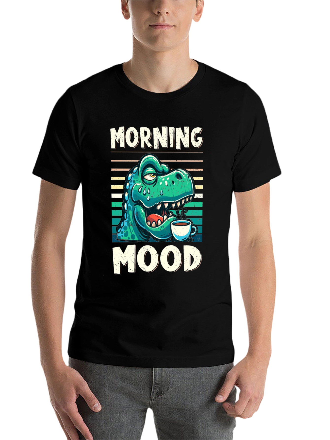 Black Morning Mood Dinosaur T-Shirt view 7