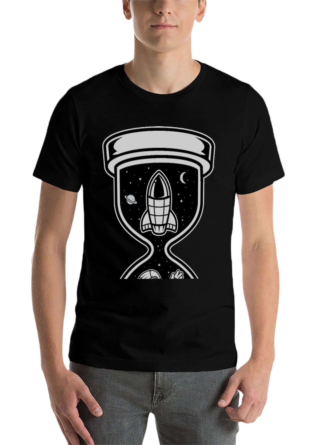 Black Space Hourglass Graphic Tee - Trendy Black T-Shirt view 7