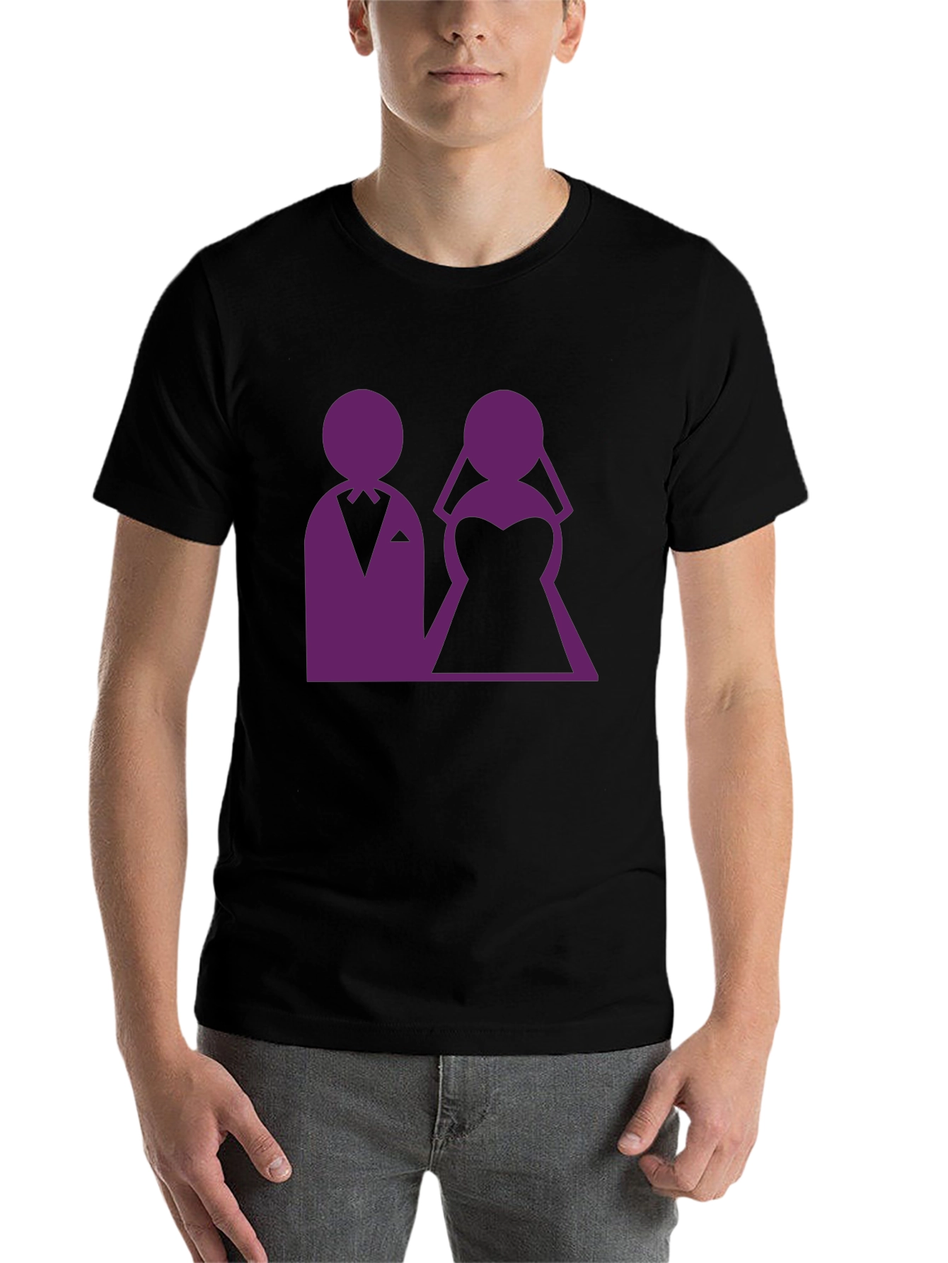 Black Wedding Couple Graphic Tee - Black view 7