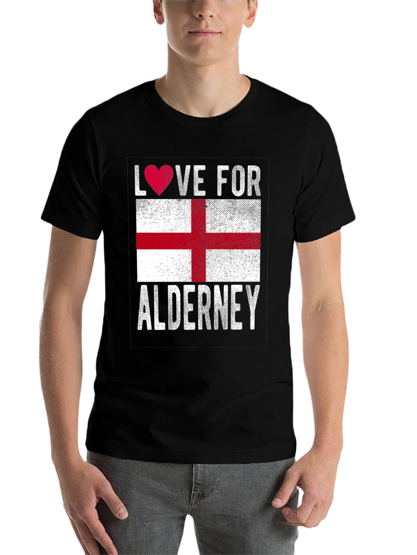 Black Love for Alderney Flag T-Shirt view 7