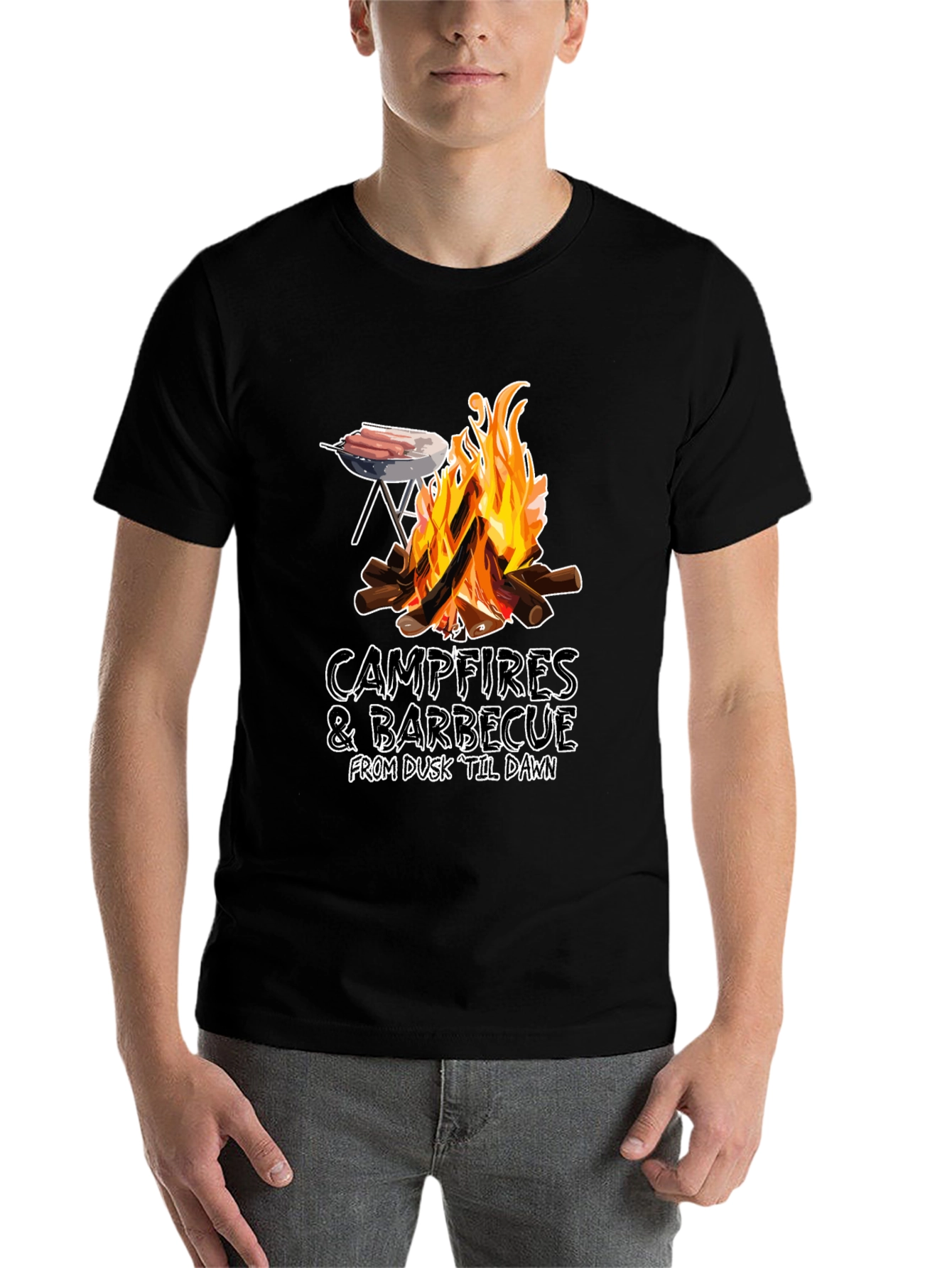 Black Campfires & Barbecue T-Shirt view 7