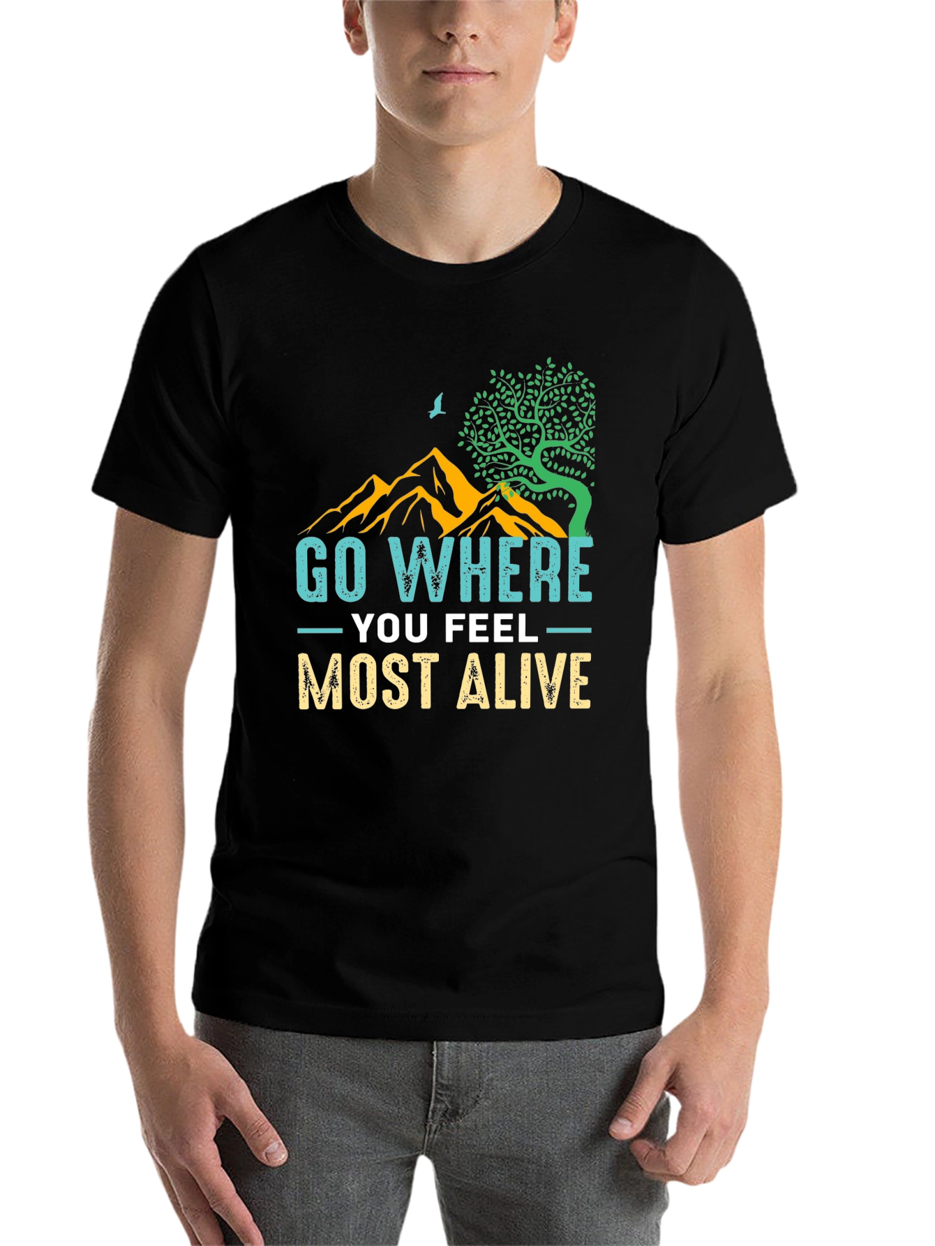 Black Go Where You Feel Most Alive Graphic Tee view 7