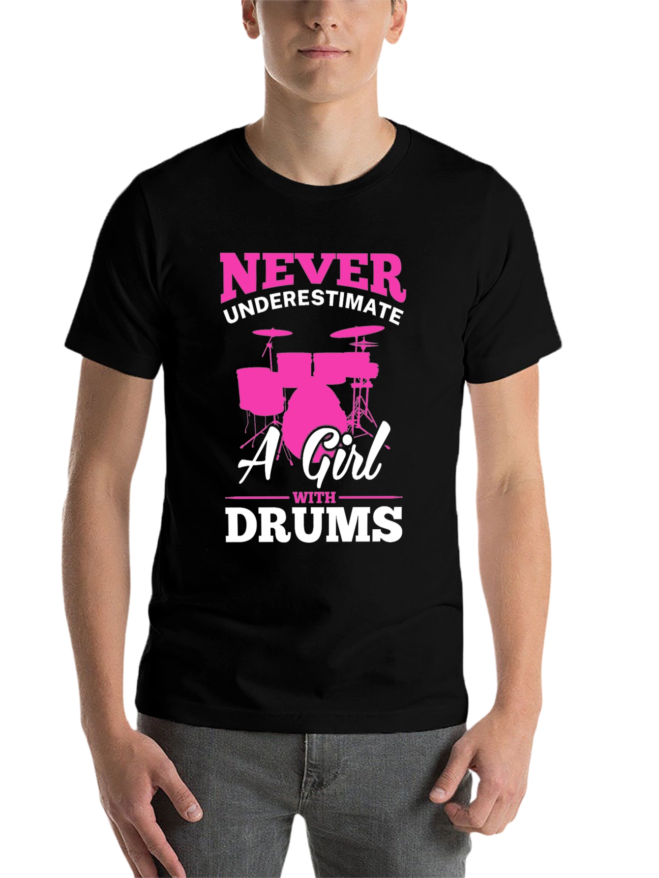 Black Never Underestimate A Girl With Drums T-Shirt view 7