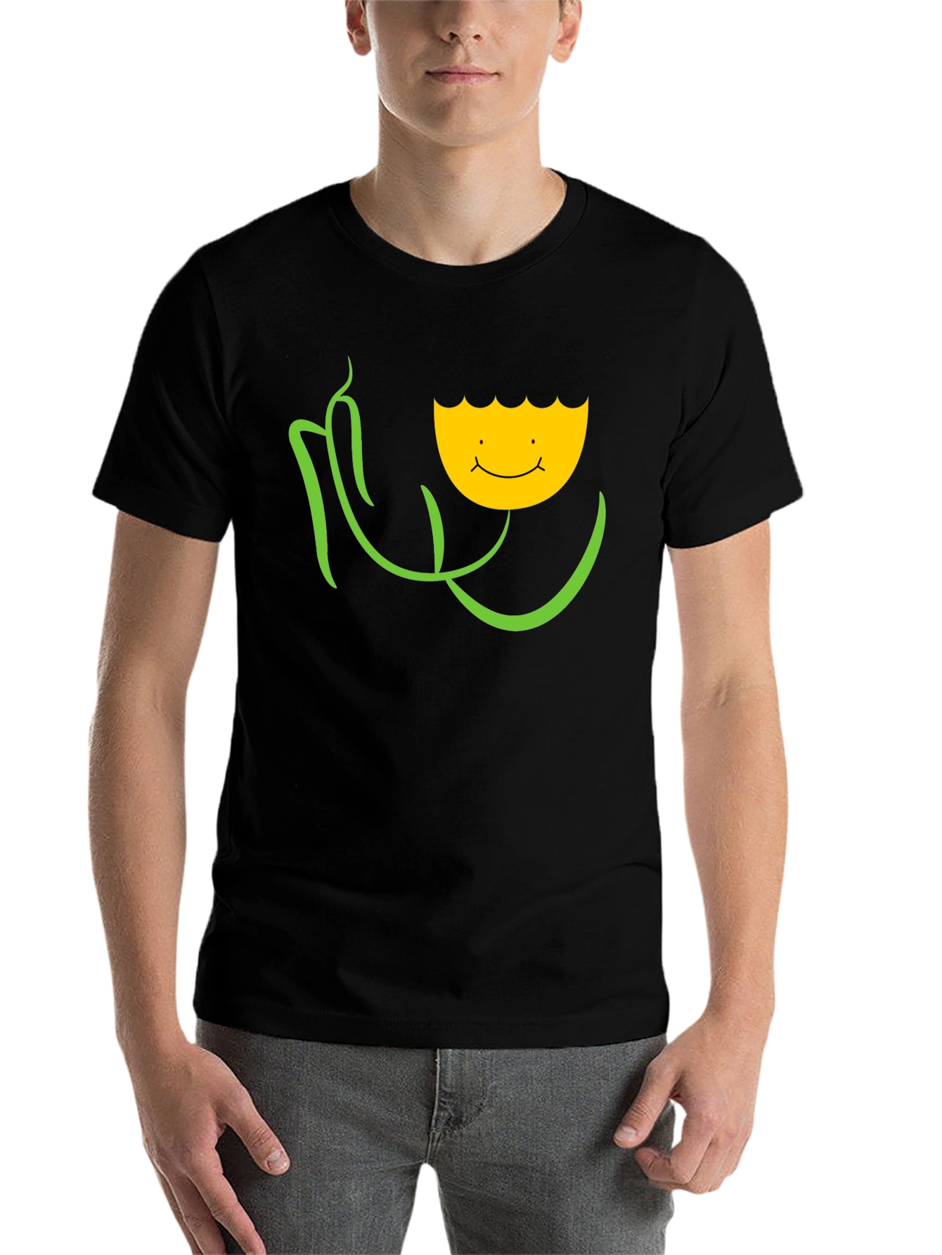 Black Smiling Flower Graphic Tee - Black view 7