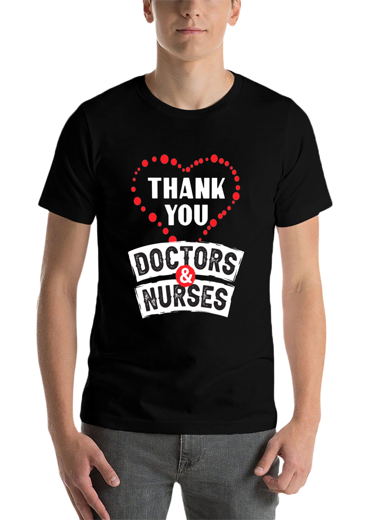 Black Thank You Doctors & Nurses Graphic T-Shirt view 7