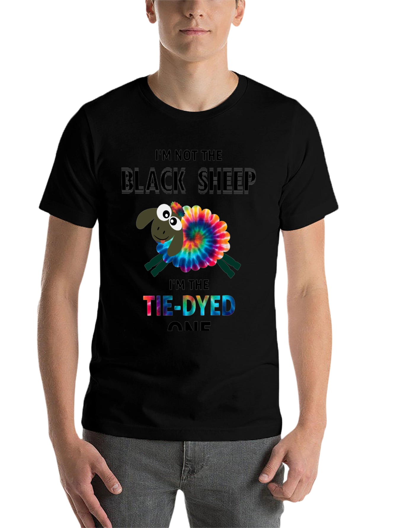 Black Tie-Dyed Sheep Graphic Tee view 7