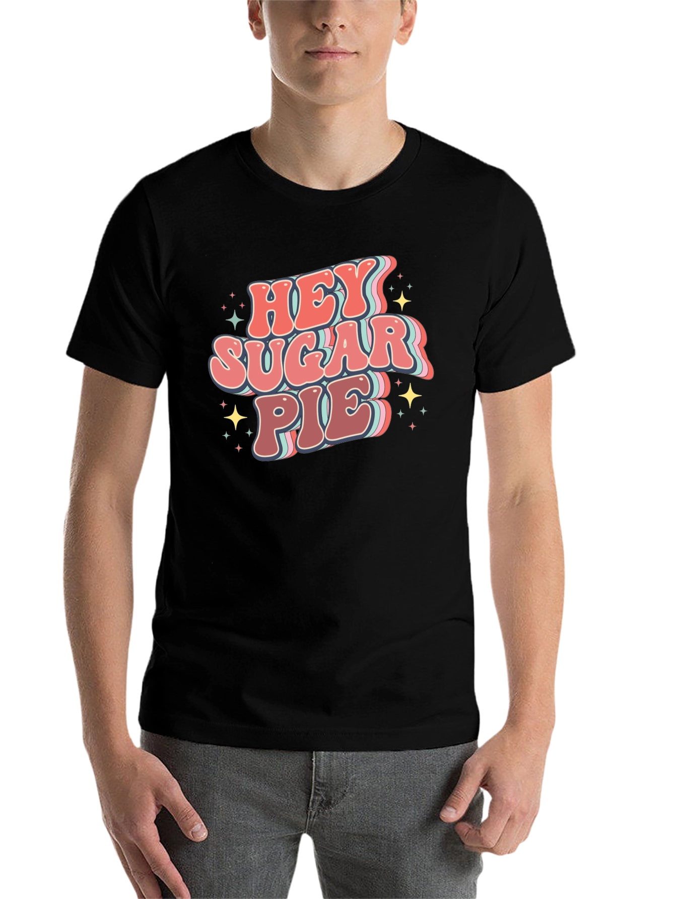 Black Hey Sugar Pie Graphic Tee - Retro Style view 7