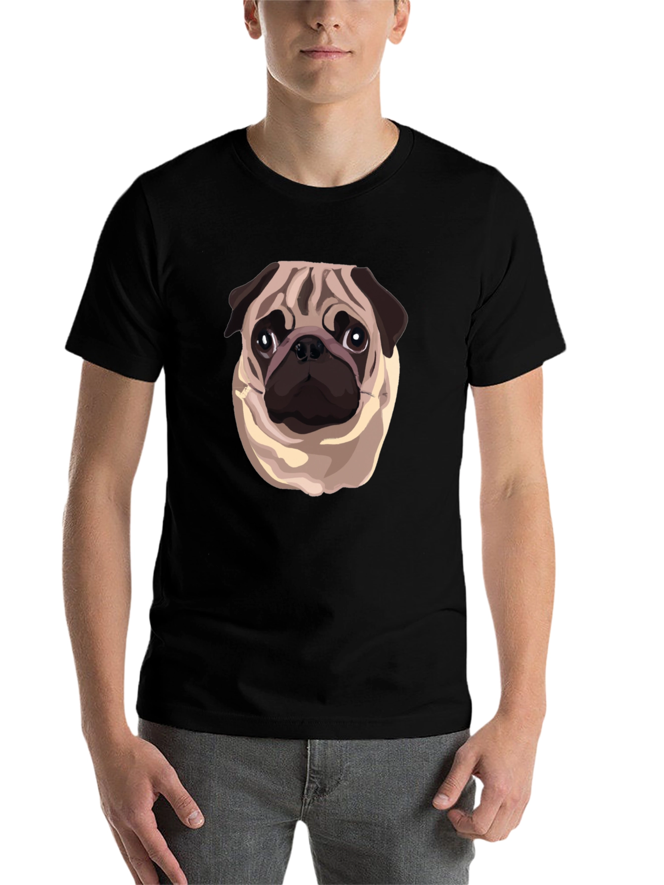 Black Pug Graphic Black T-Shirt view 7