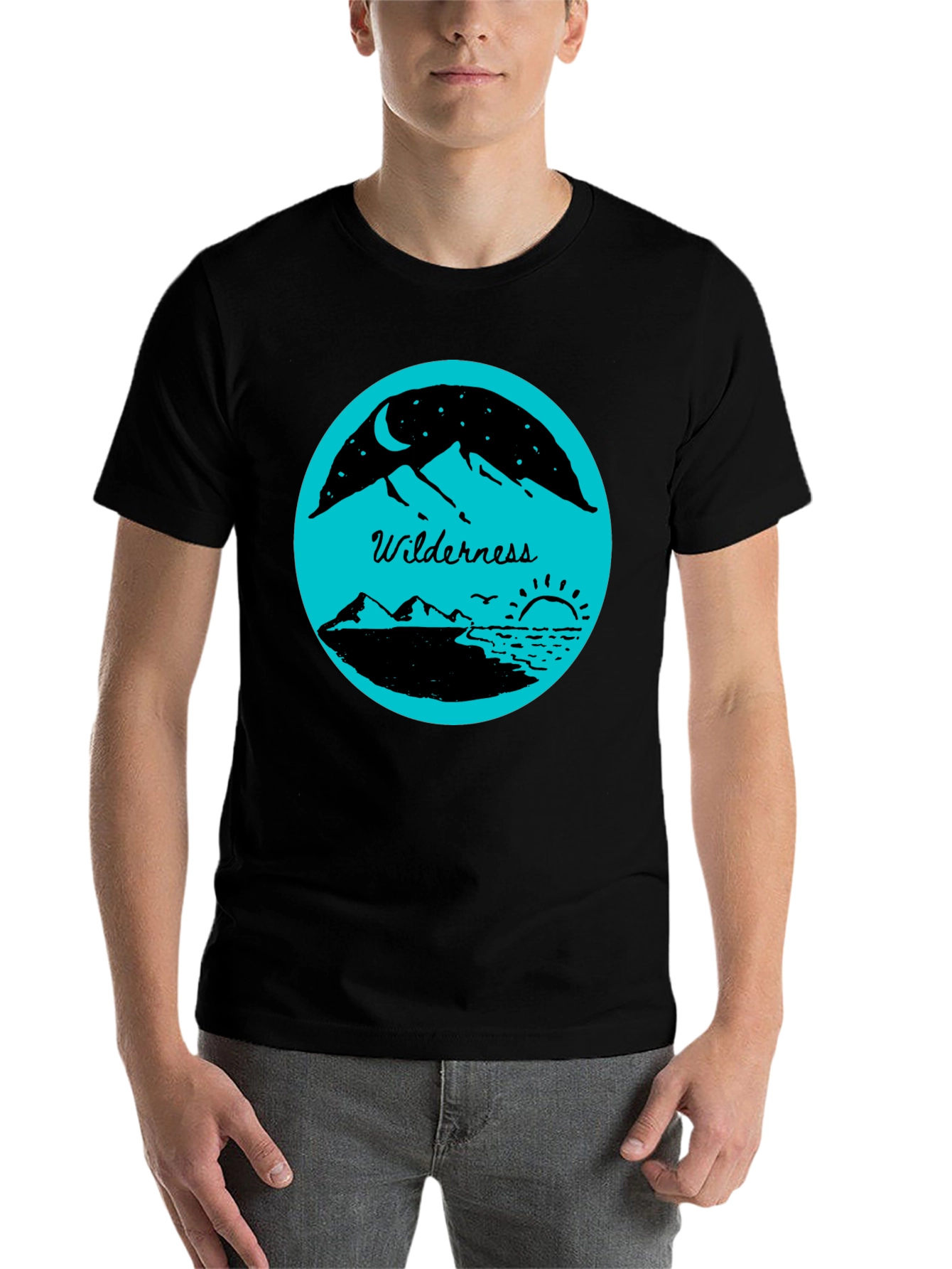 Black Wilderness Graphic Tee - Black Cotton Blend view 7