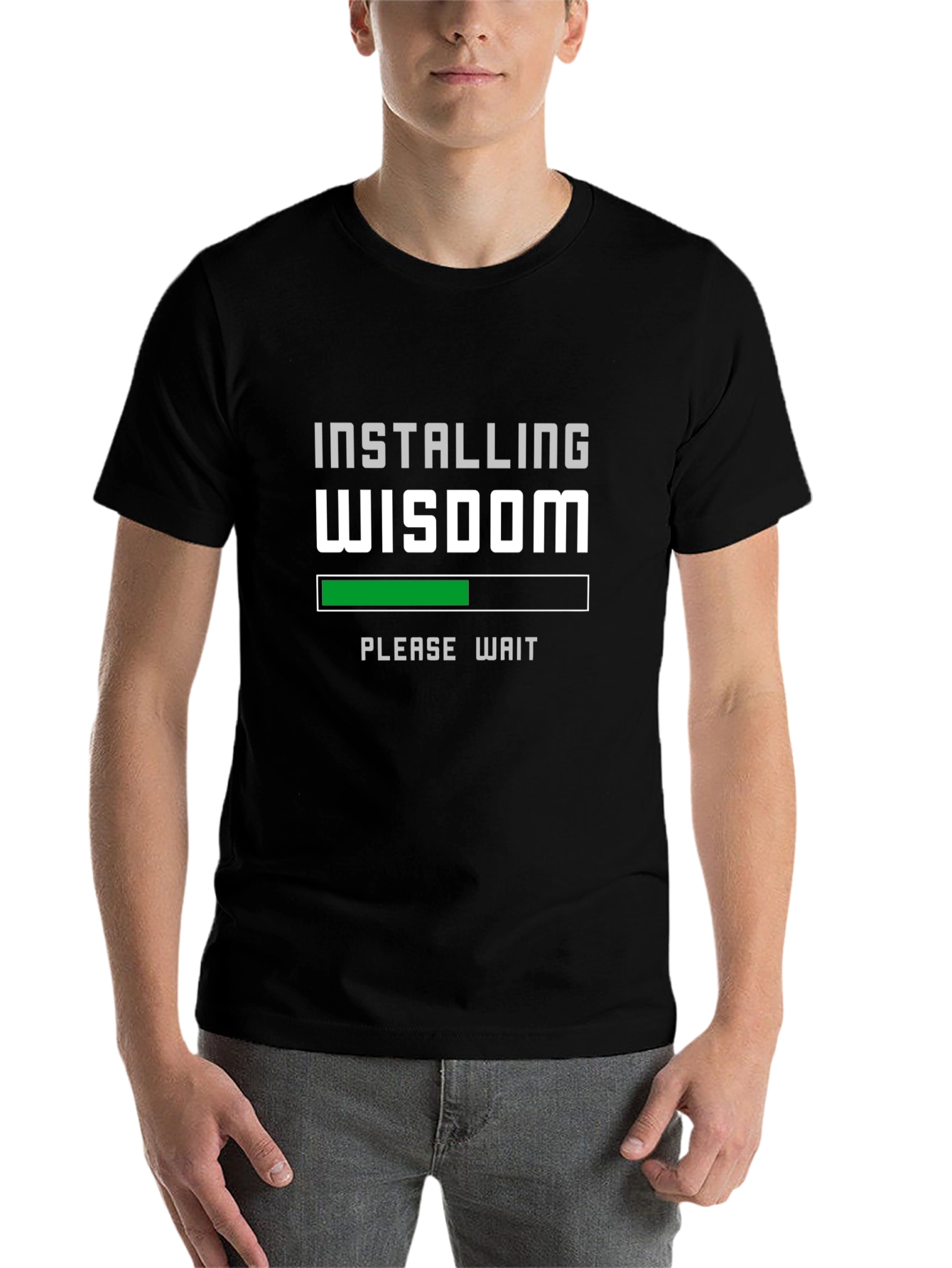 Black Installing Wisdom Funny Black T-Shirt view 7