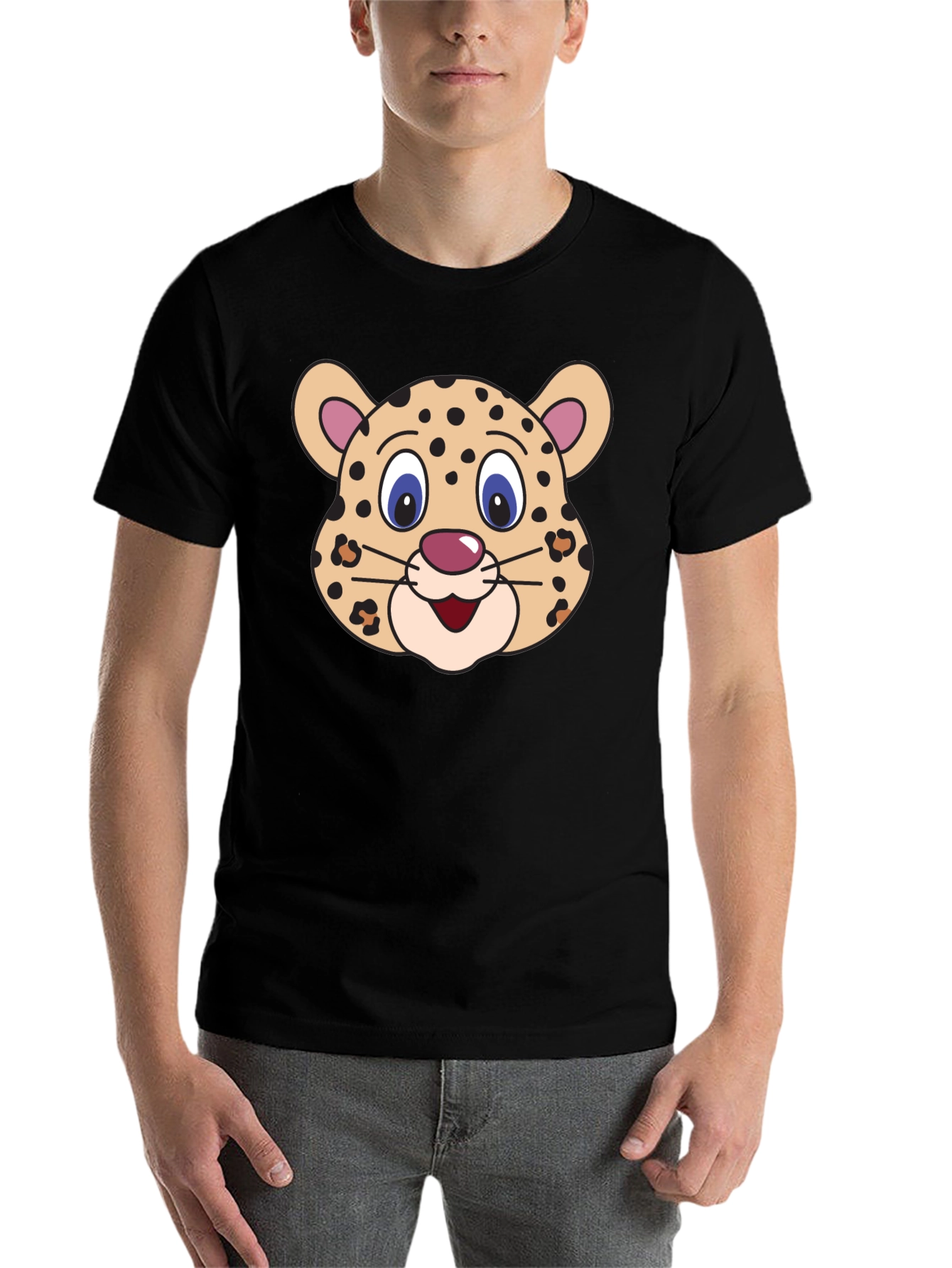 Black Cartoon Leopard Graphic Tee view 7