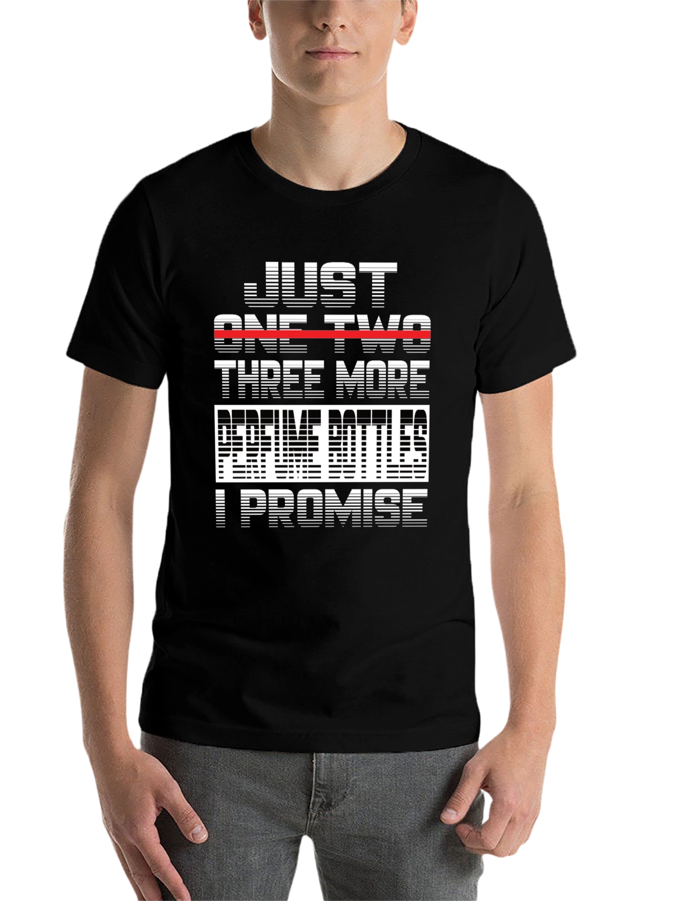 Black Perfume Bottles Promise T-Shirt - Funny Graphic Tee view 7