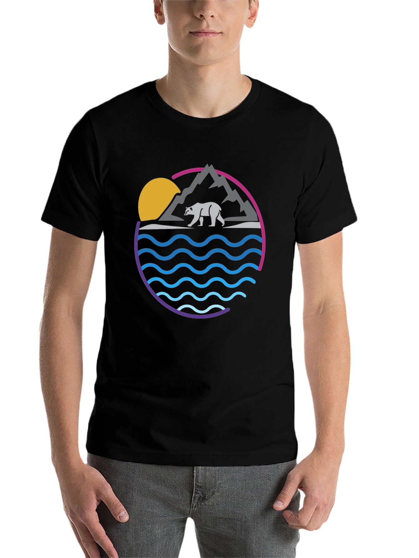 Bear Mountain Wave Graphic Tee - Cool Nature Shirt - 7