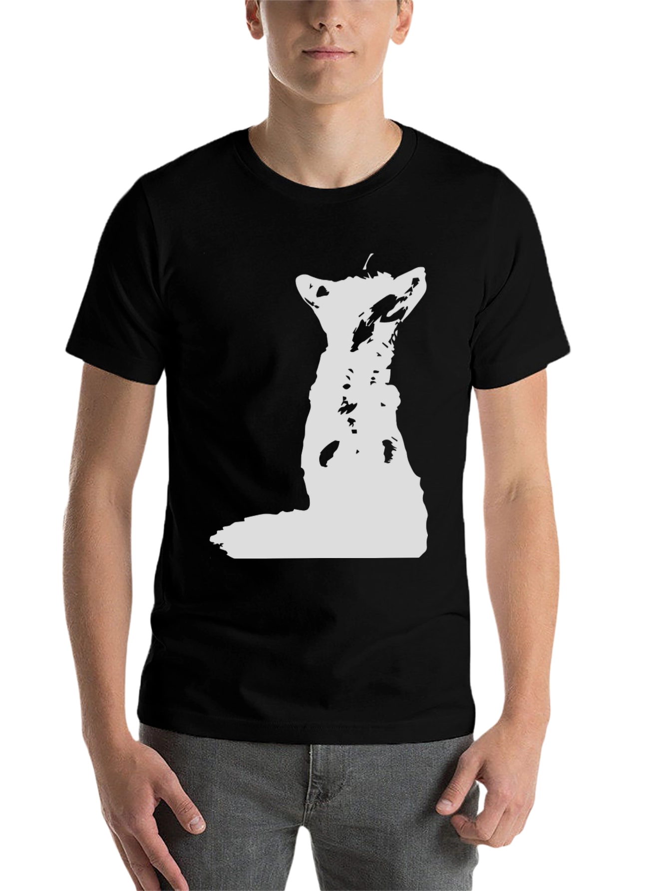 Black White Wolf Graphic Black Tee view 7