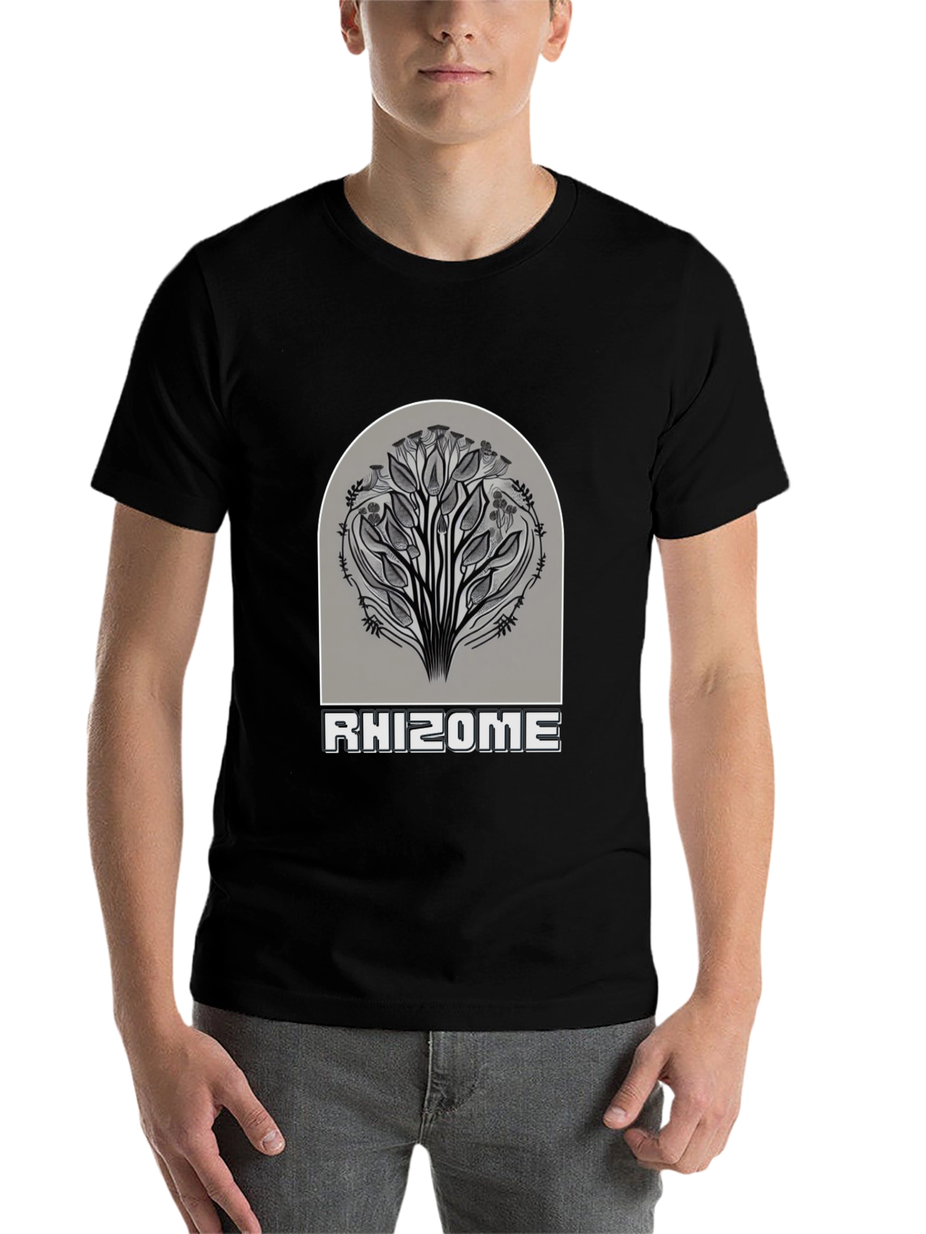 Black Rhizome Graphic Tee - Stylish Unisex Black T-Shirt view 7