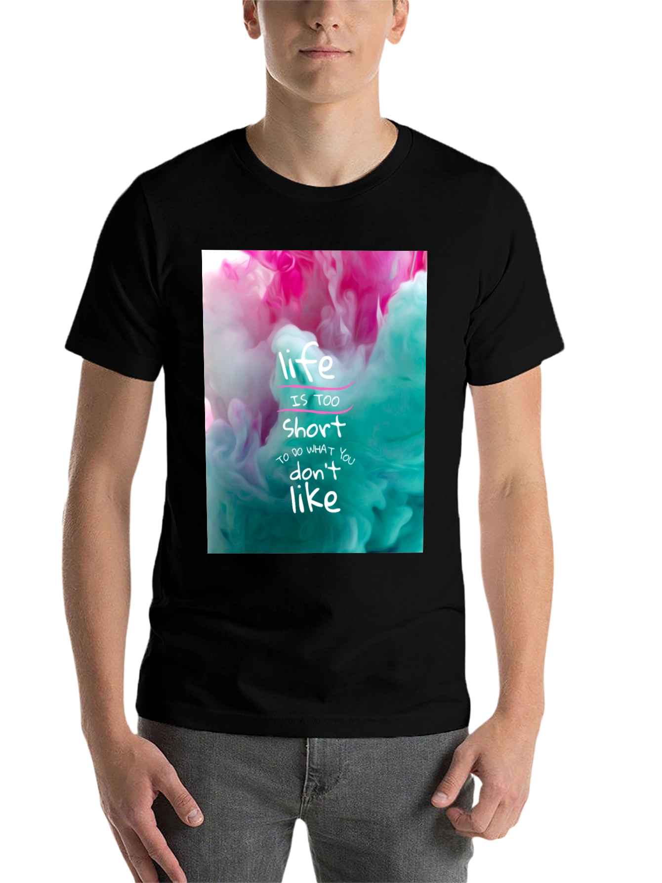 Black Life is Short Graphic Tee - Black Cotton T-Shirt view 7