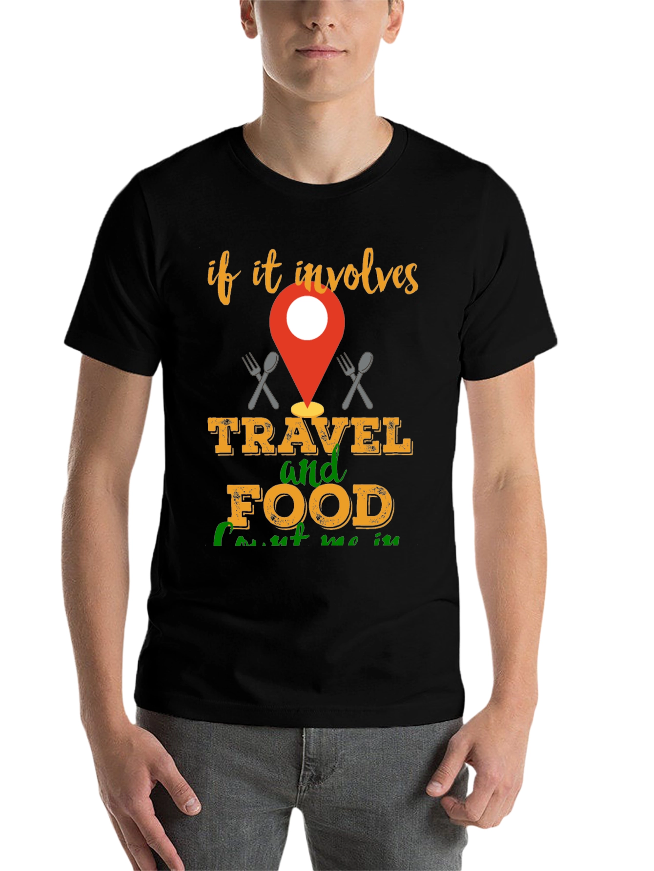 Black Travel & Food T-Shirt - Involve Me! view 7