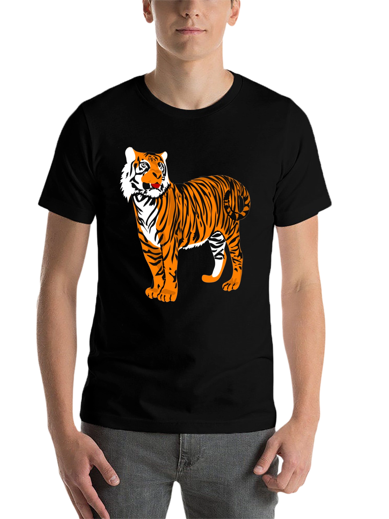 Black Bold Tiger Graphic Tee - Black Cotton view 7