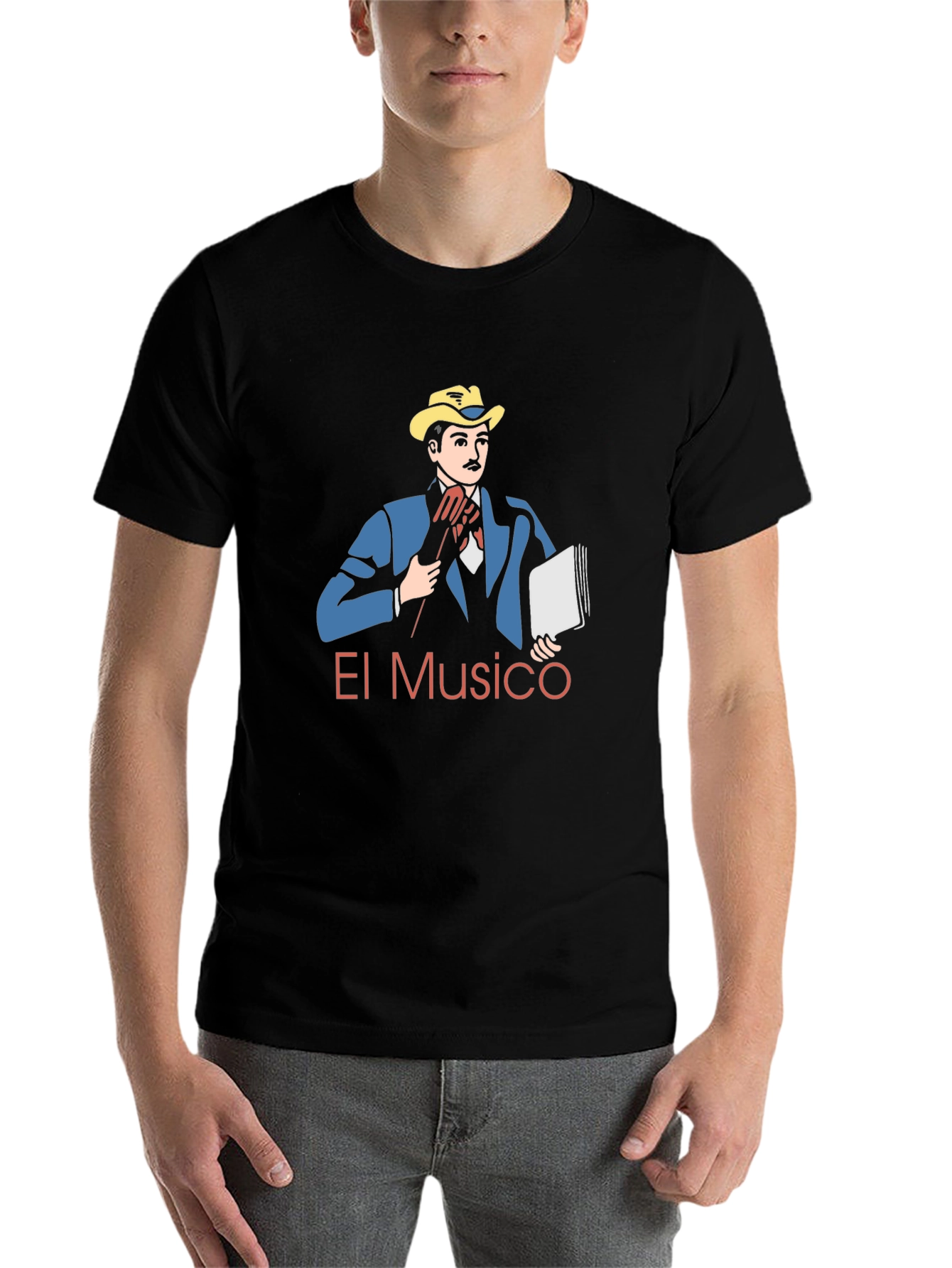 Black El Musico Graphic Tee - Stylish Musician Design view 7