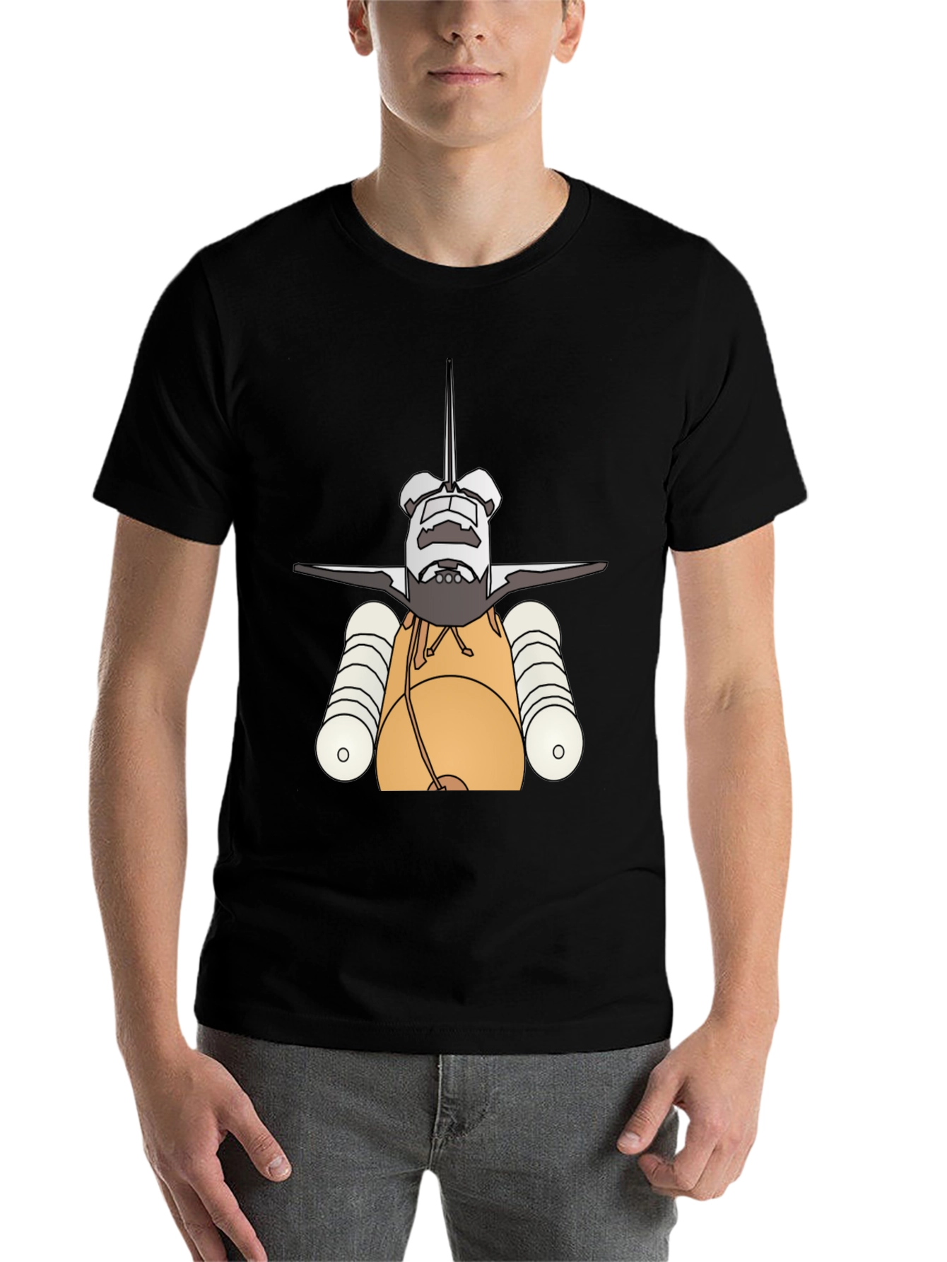 Black Space Shuttle Graphic Tee - Black Cotton view 7