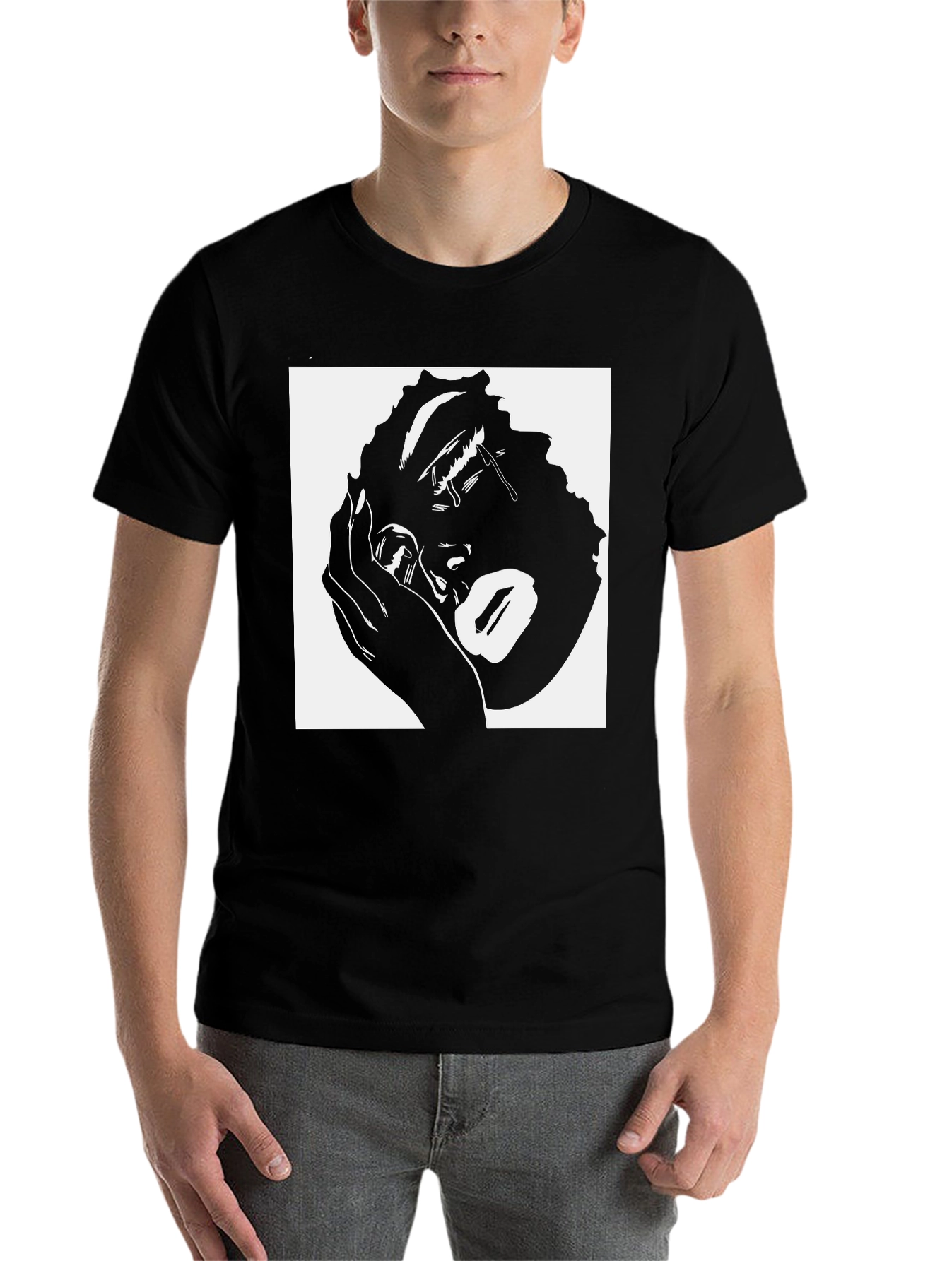Black Tearful Silhouette Graphic Tee - Modern Streetwear view 7