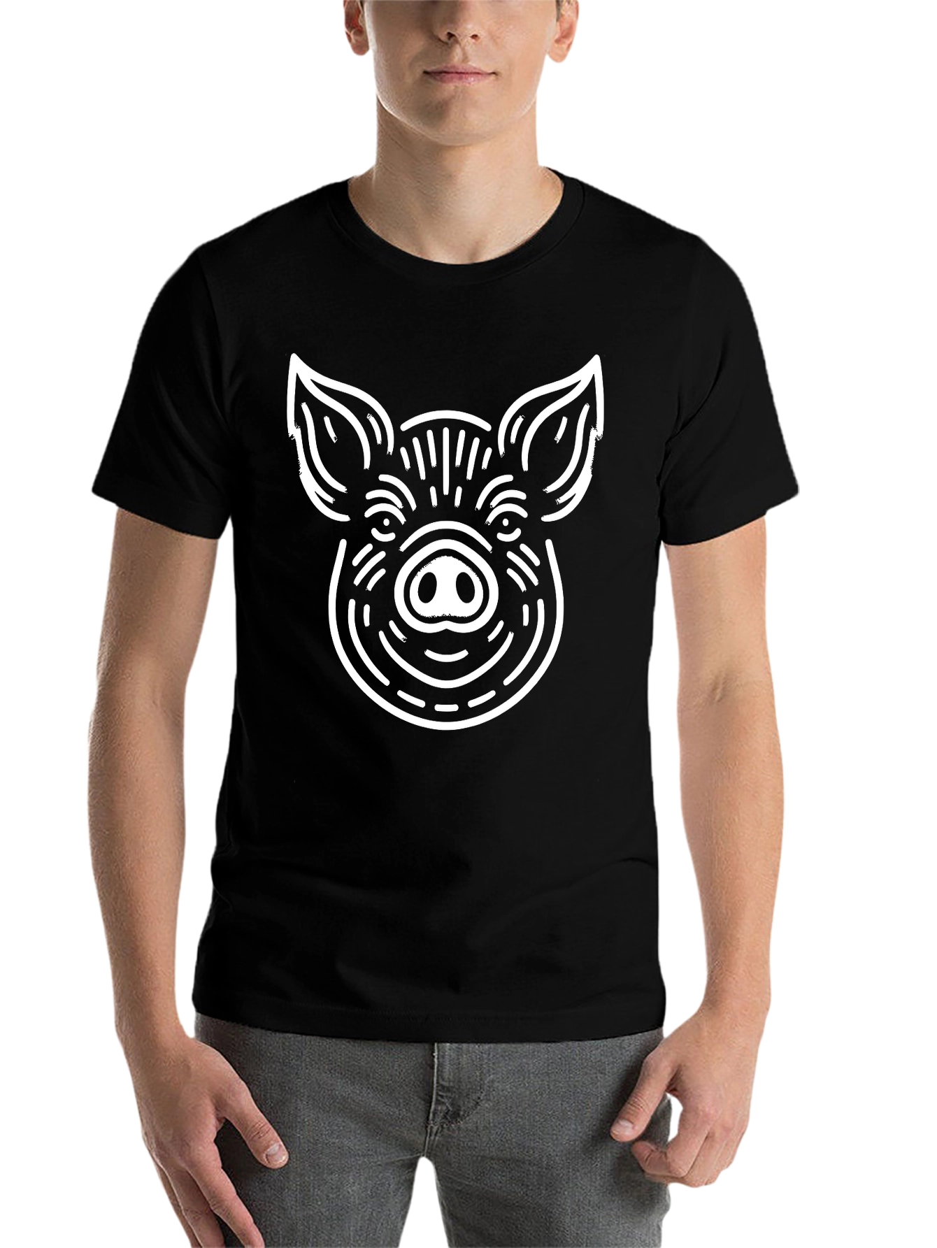 Black Pig Graphic Tee - Black Cotton Blend T-Shirt view 7