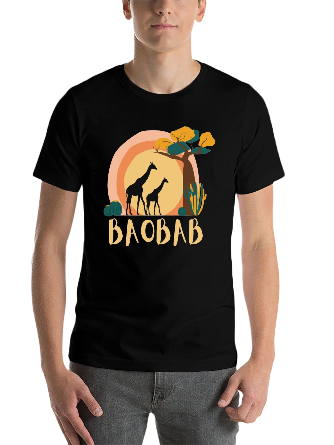 Black Baobab Giraffe Graphic Tee - Safari Style view 7