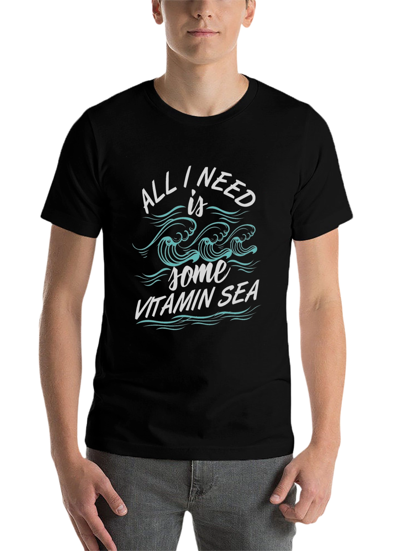 Black Vitamin Sea Graphic Tee - Black Cotton Comfort view 7