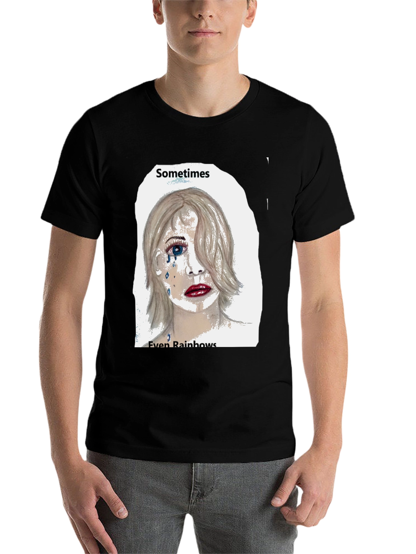 Black Emo Tears T-Shirt: Sometimes Even Rainbows view 7