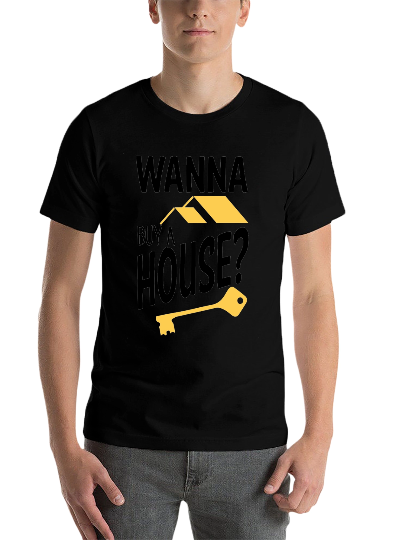 Black Wanna Buy a House? Graphic T-Shirt view 7