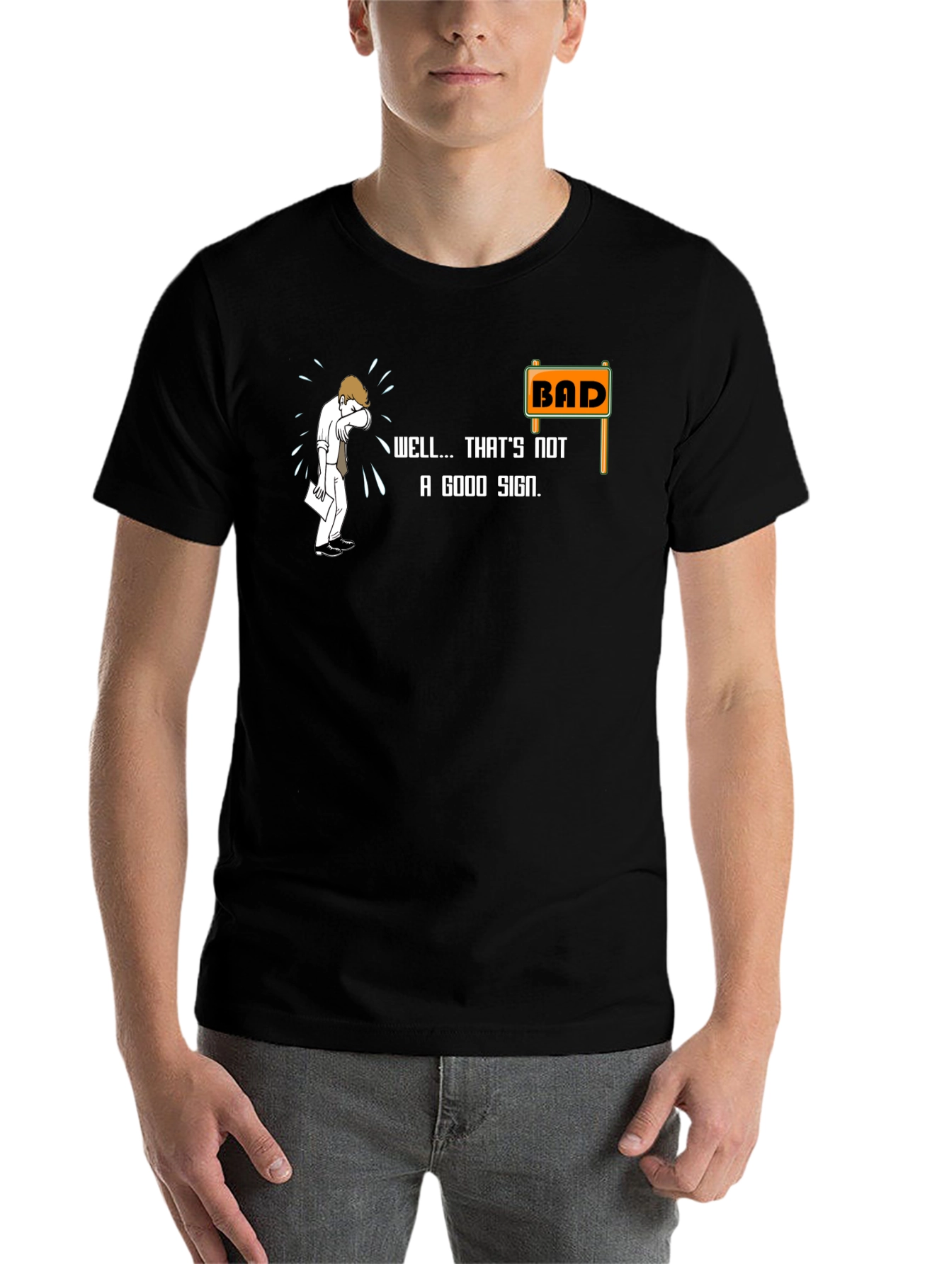 Black Bad Sign T-Shirt - Funny Graphic Tee view 7