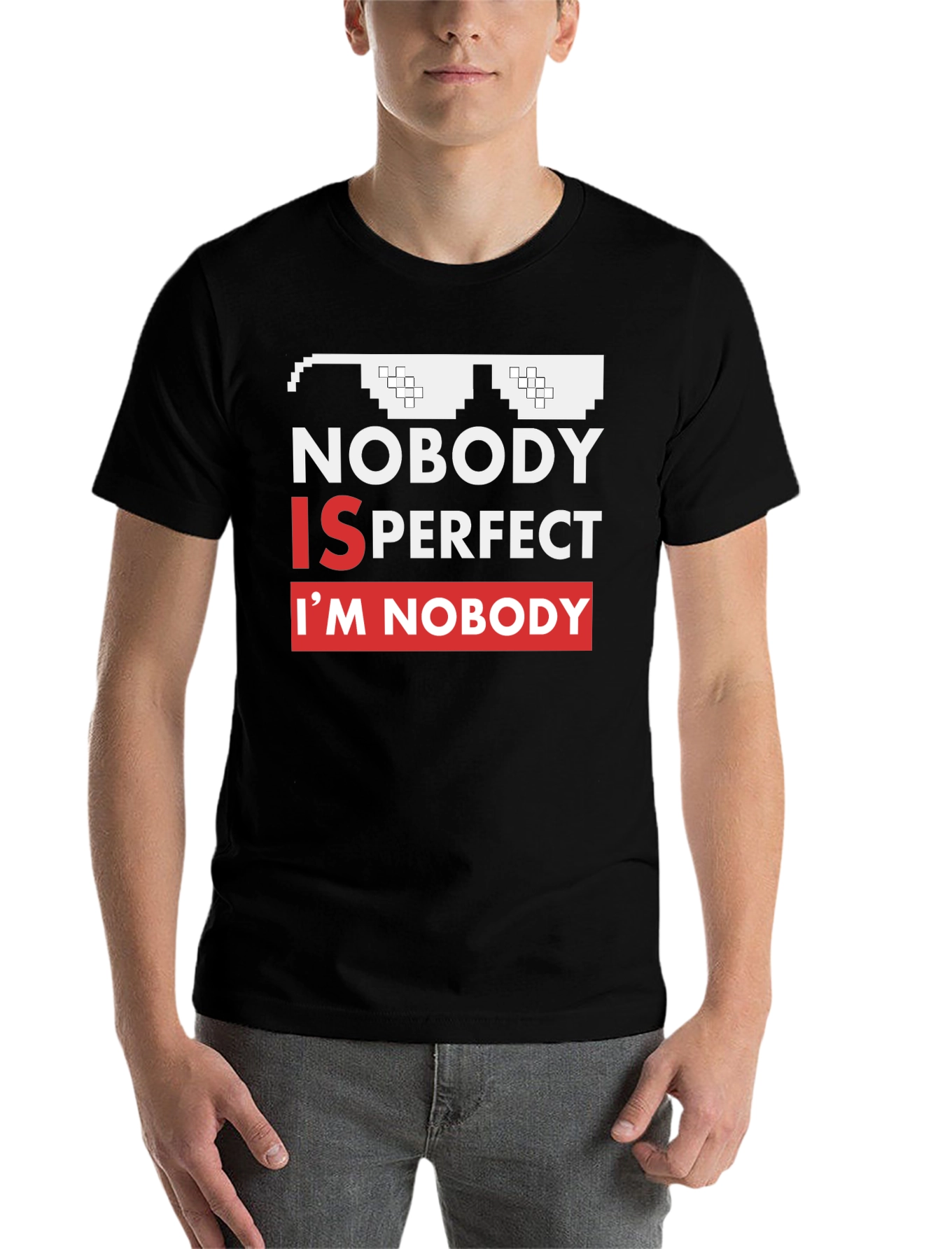 Black Nobody Is Perfect Funny Graphic Tee view 7