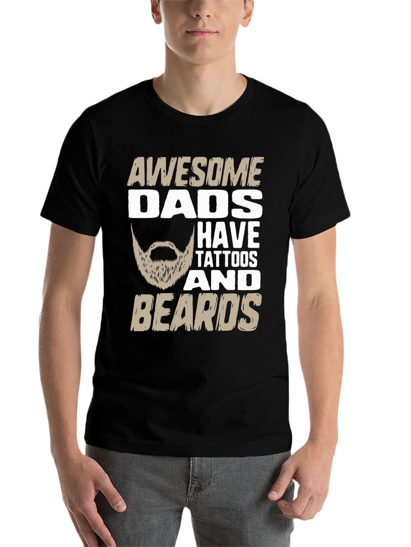 Black Awesome Dads Have Tattoos And Beards T-Shirt view 7
