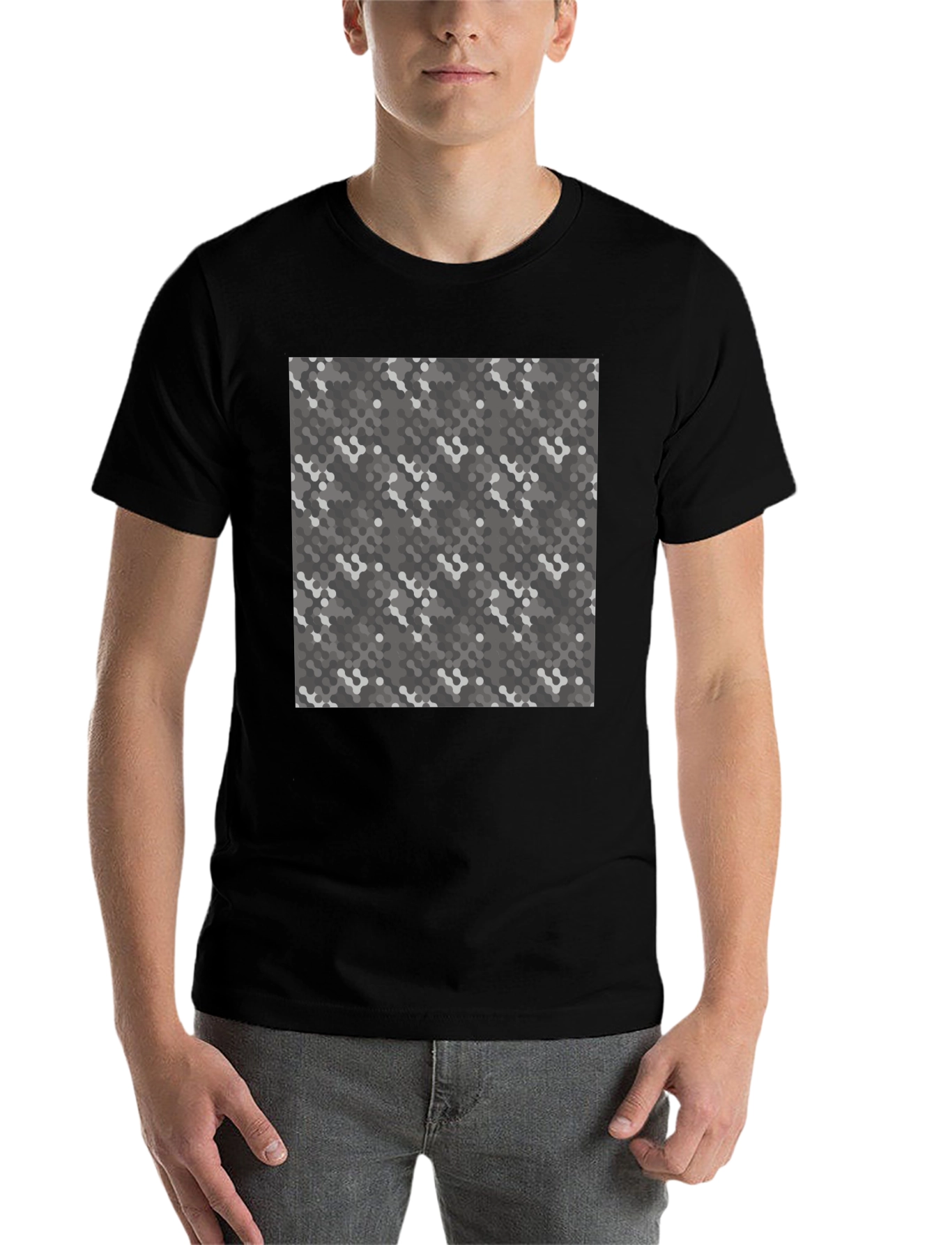Black Urban Camo Print Black Tee - Modern Style view 7