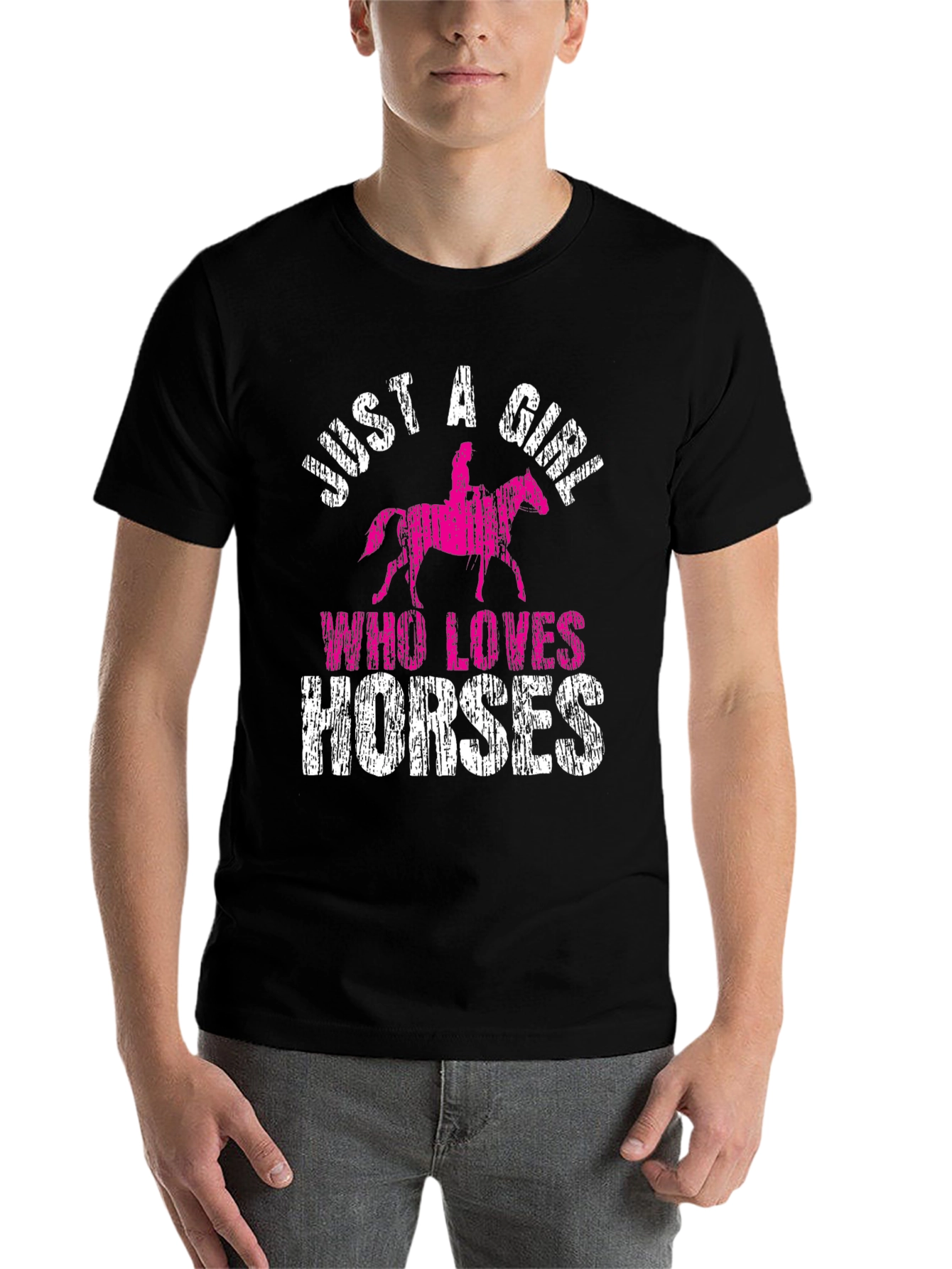 Black Just a Girl Who Loves Horses Black T-Shirt view 7