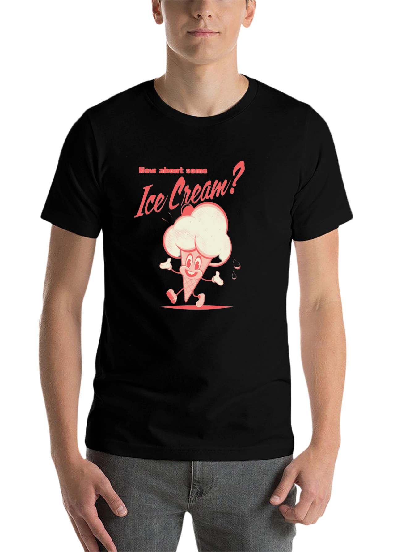 Black Retro Ice Cream T-Shirt - Fun Foodie Tee view 7