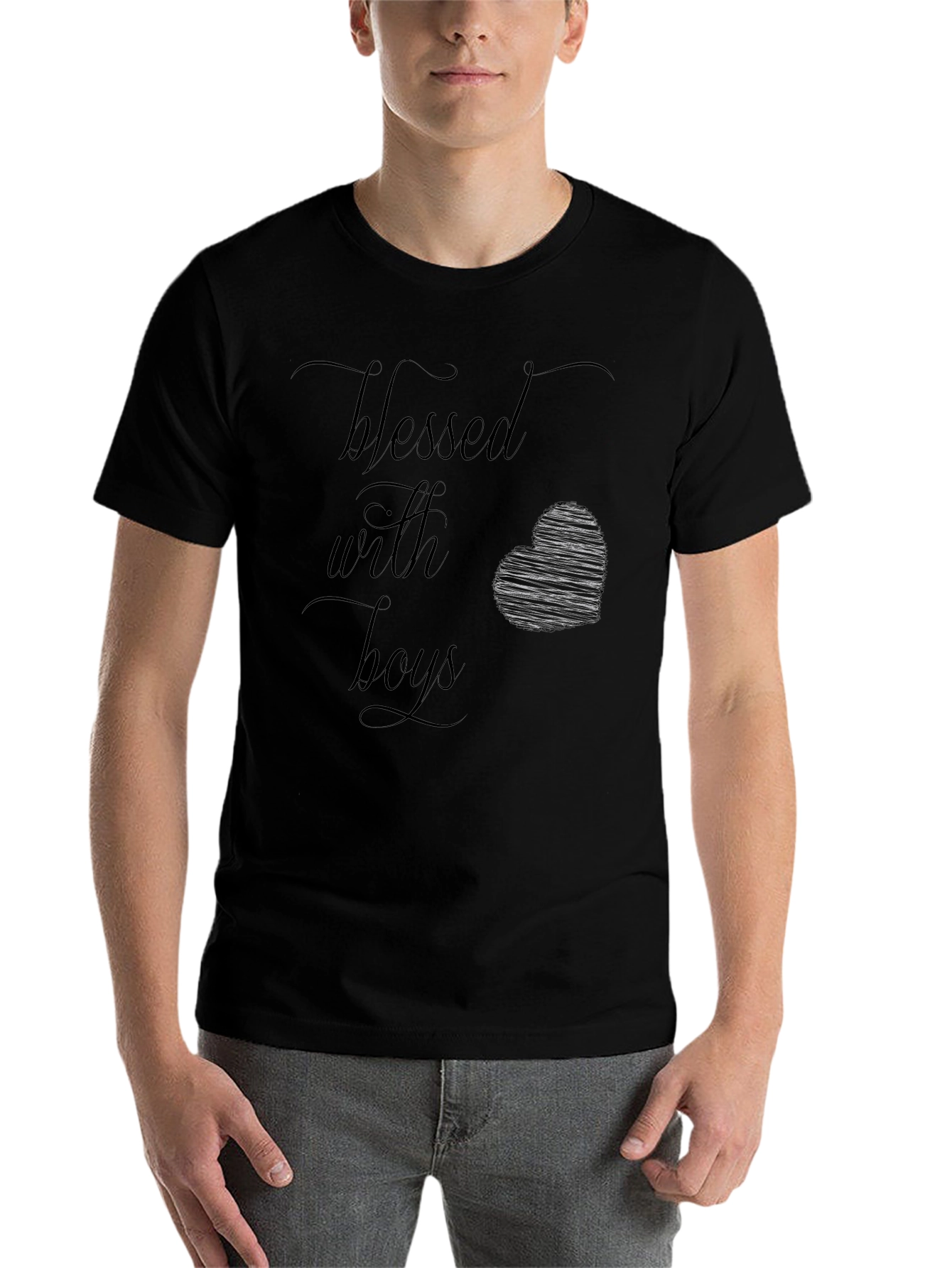 Black Blessed With Boys Black Graphic Tee Shirt view 7