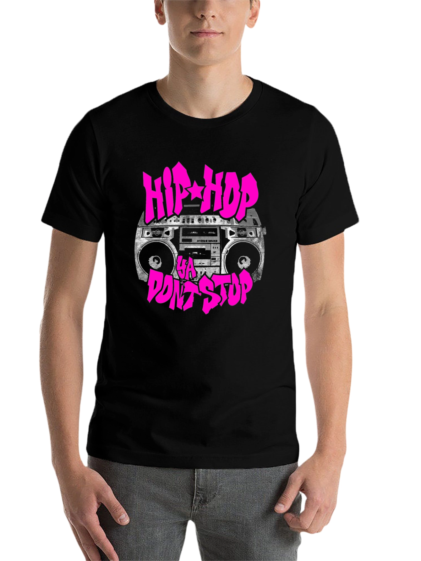 Black Hip Hop Ya Dont Stop Graphic T-Shirt view 7