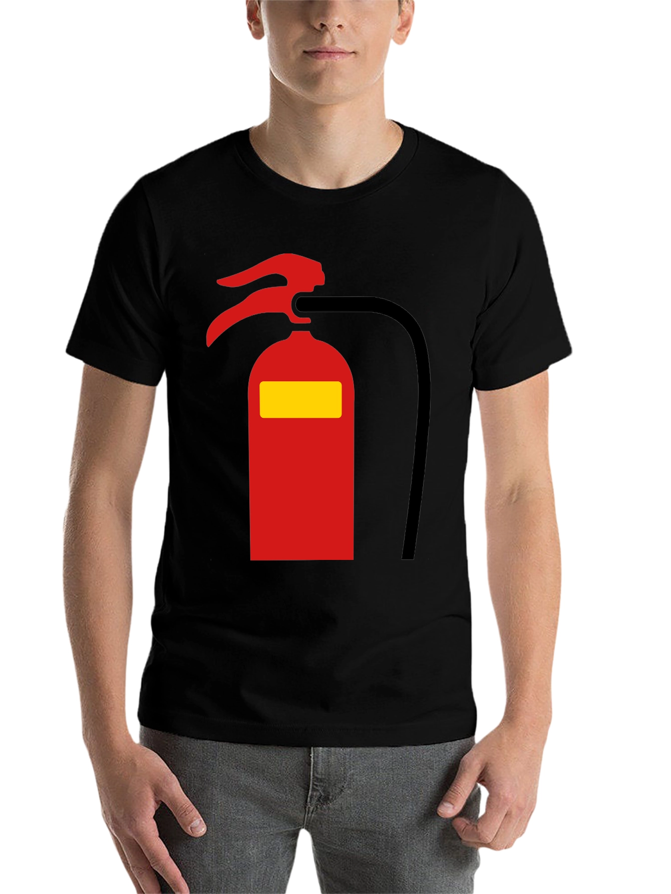 Black Fire Extinguisher Graphic Tee - Novelty T-Shirt view 7