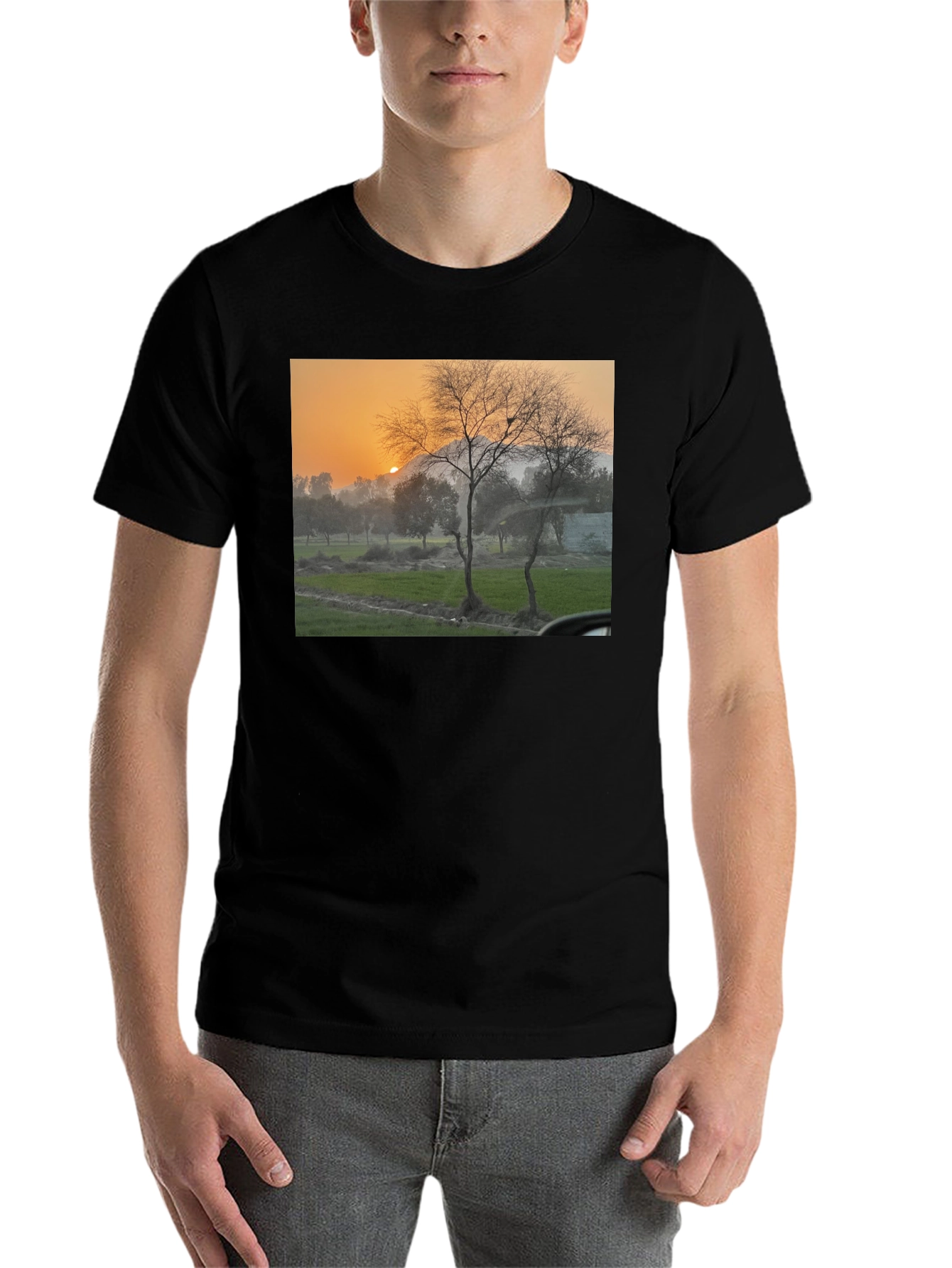 Black Nature Scene Black T-Shirt view 7