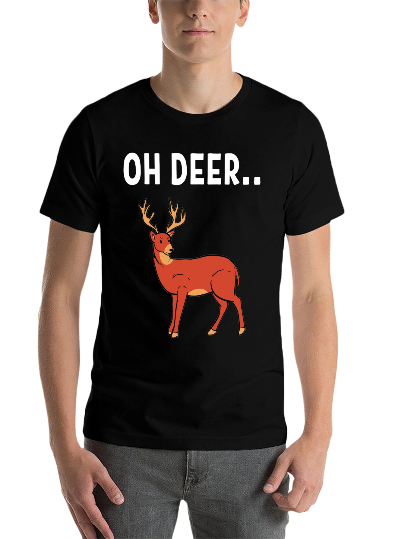 Black Oh Deer Graphic T-Shirt - Novelty Tee view 7