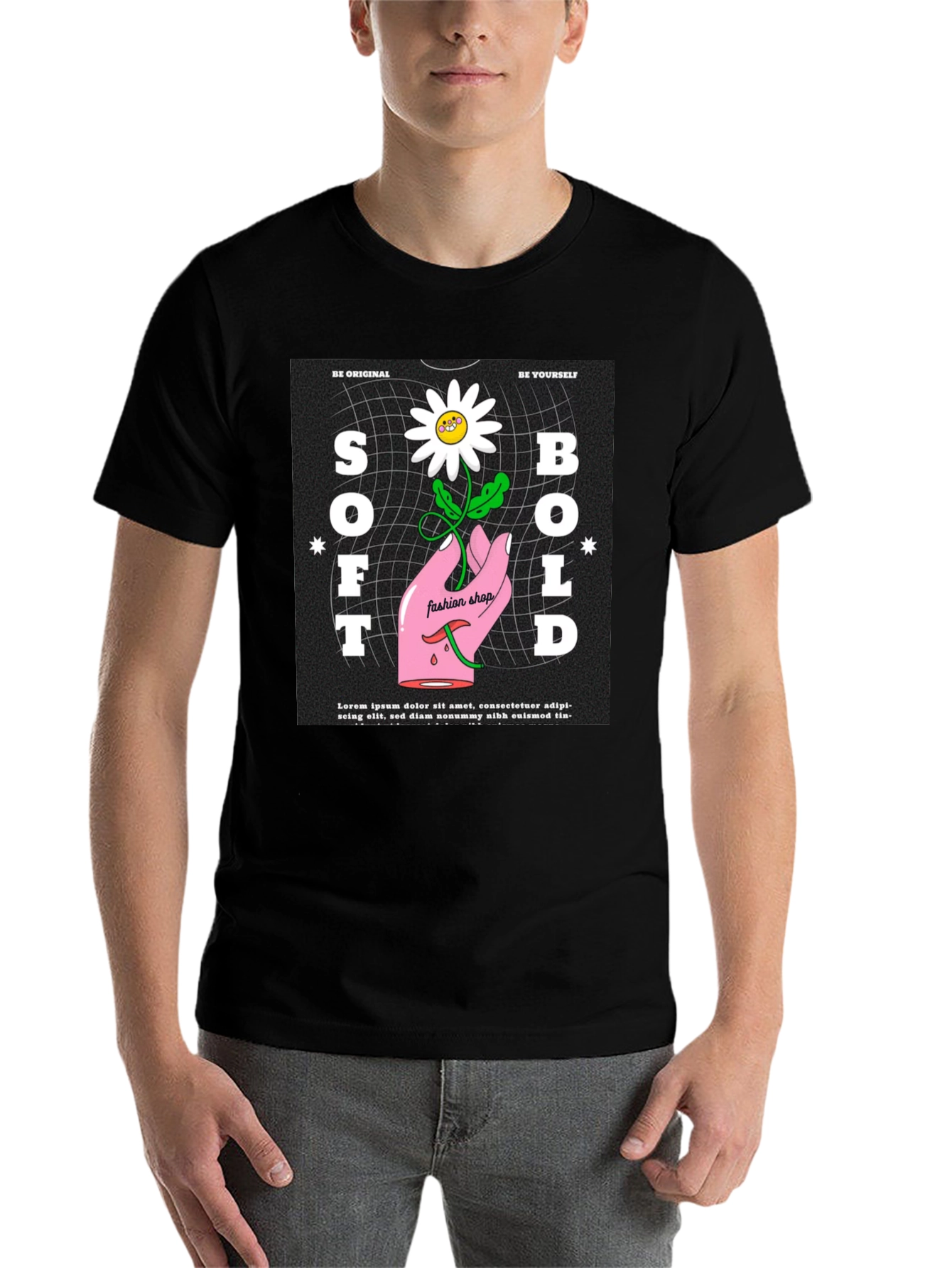 Black Soft & Bold Graphic Tee - Unique Design view 7